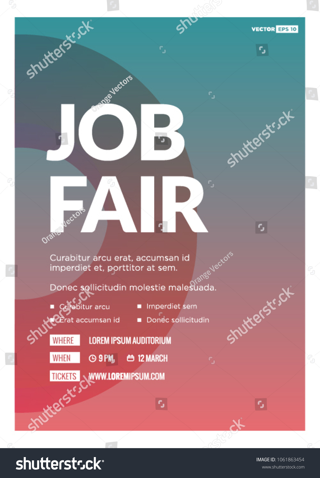 Job Fair Poster Template Time Date Stock Vector (Royalty Free