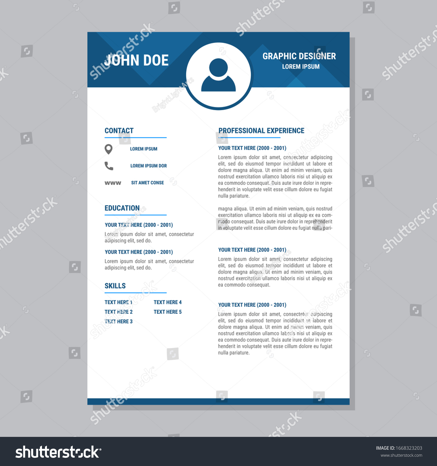 Job Resume Template Modern Cv Template Stock Vector Royalty Free 1668323203