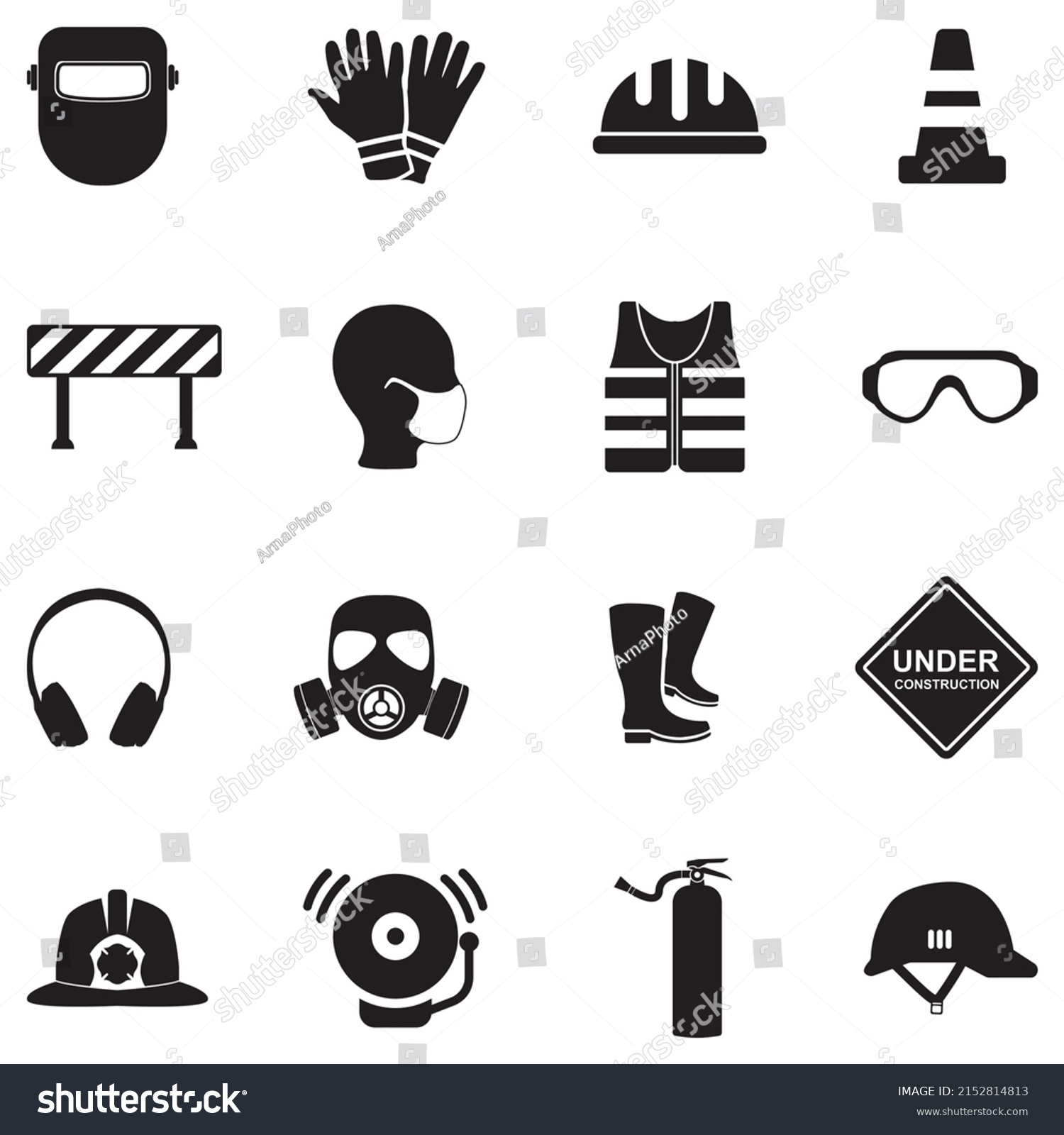 Job Safety Icons Black Flat Design Stock Vector (Royalty Free ...