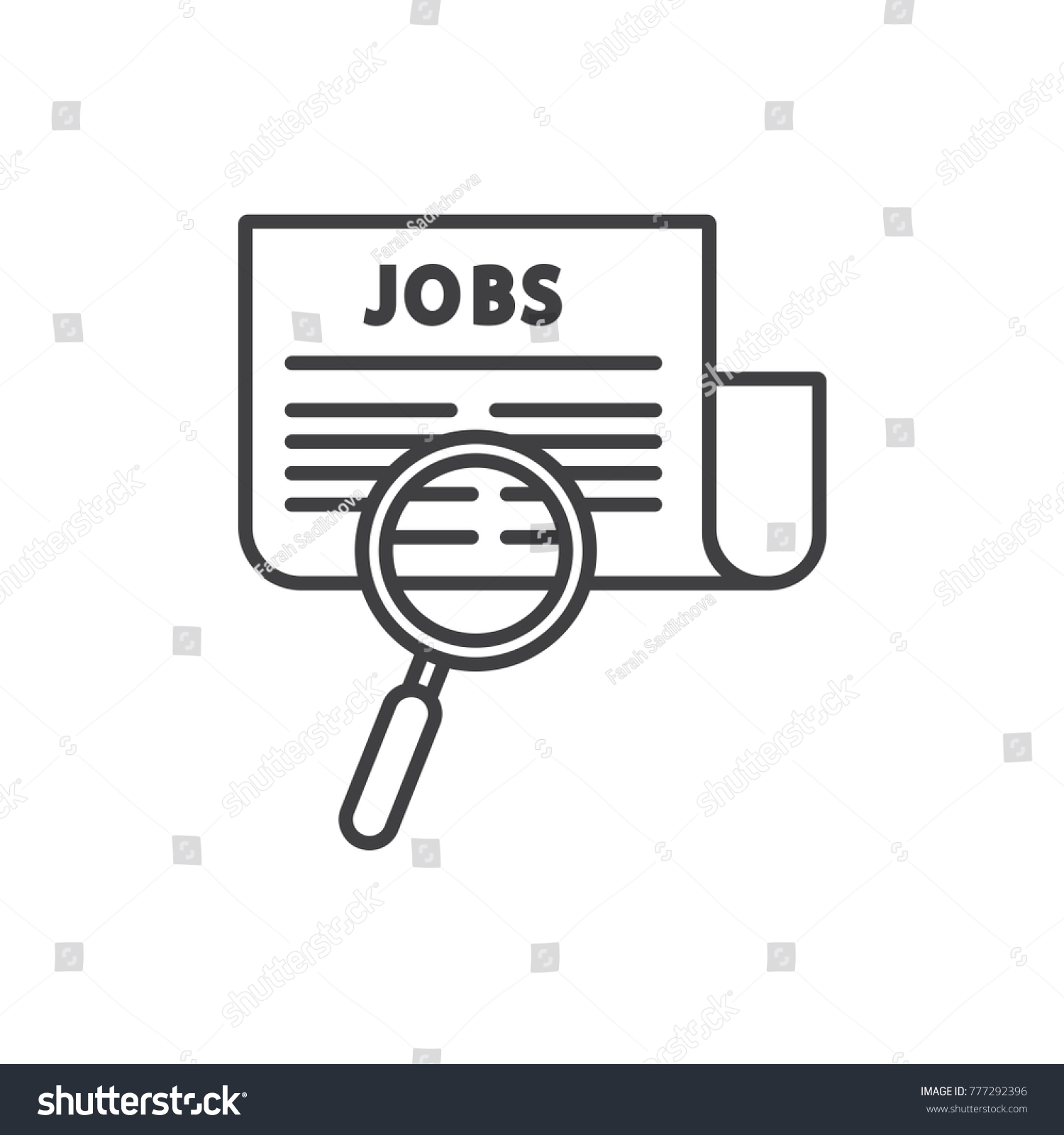 Job Search Line Icon Magnifier Newspaper Stock Vector (Royalty Free