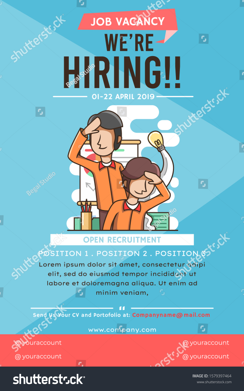 Job Vacancy Hiring Recruitment Poster Template Stock Vector Pertaining To Now Hiring Flyer Template