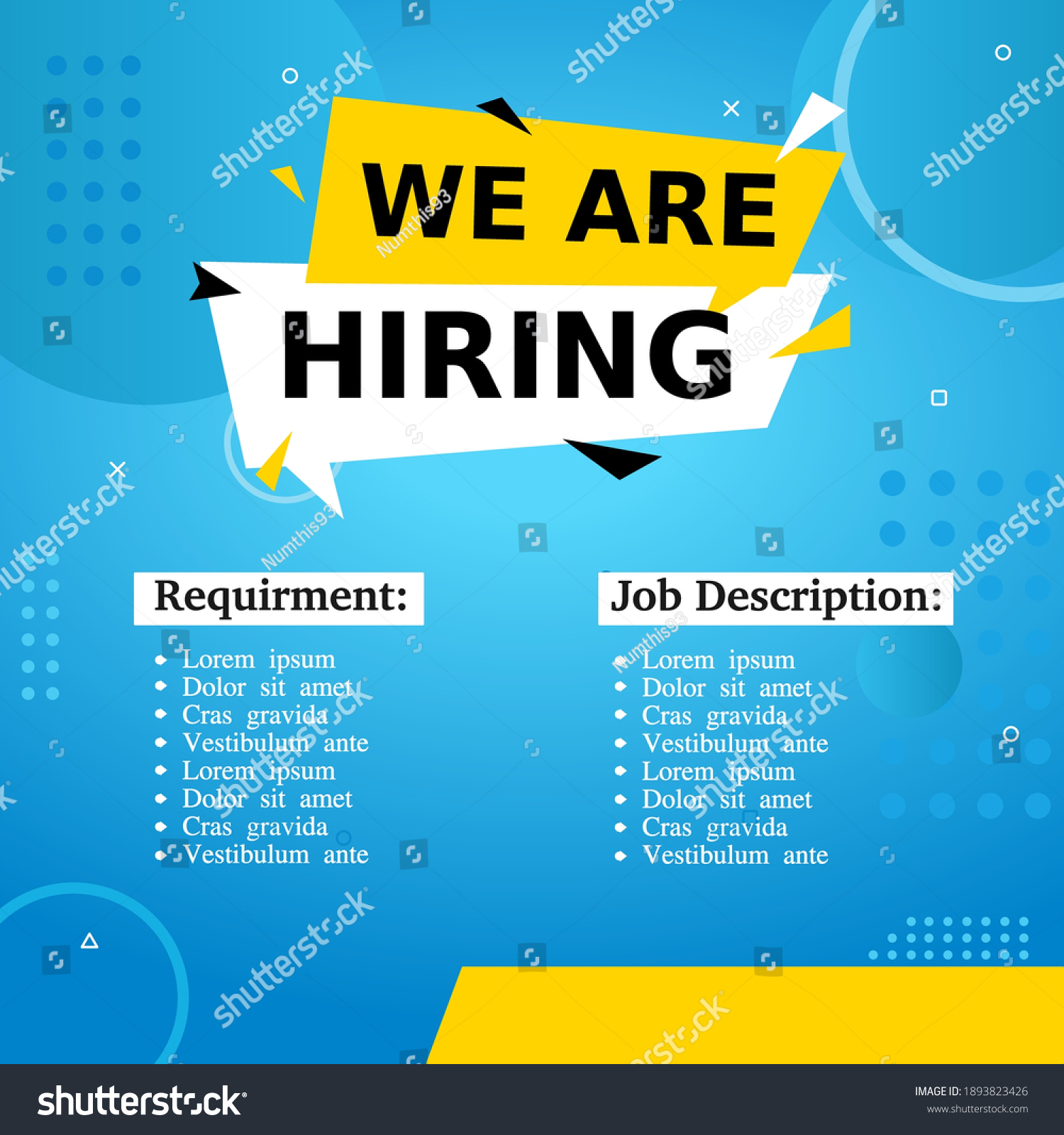 Job Vacancy Templates We Hire Jobs Stock Vector Royalty Free 1893823426