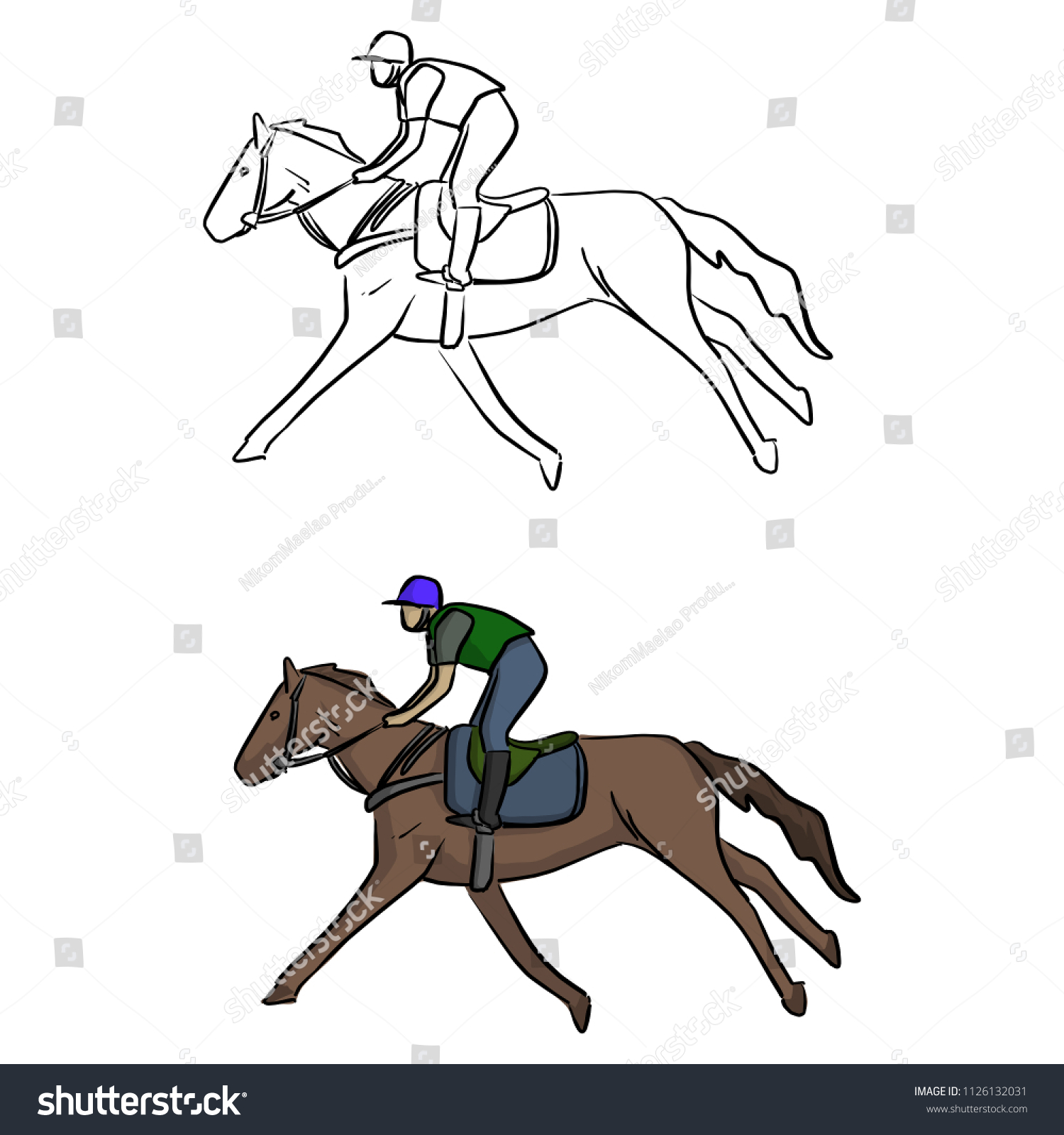 Jockey On Horse Vector Illustration Sketch Stock Vector (Royalty Free ...