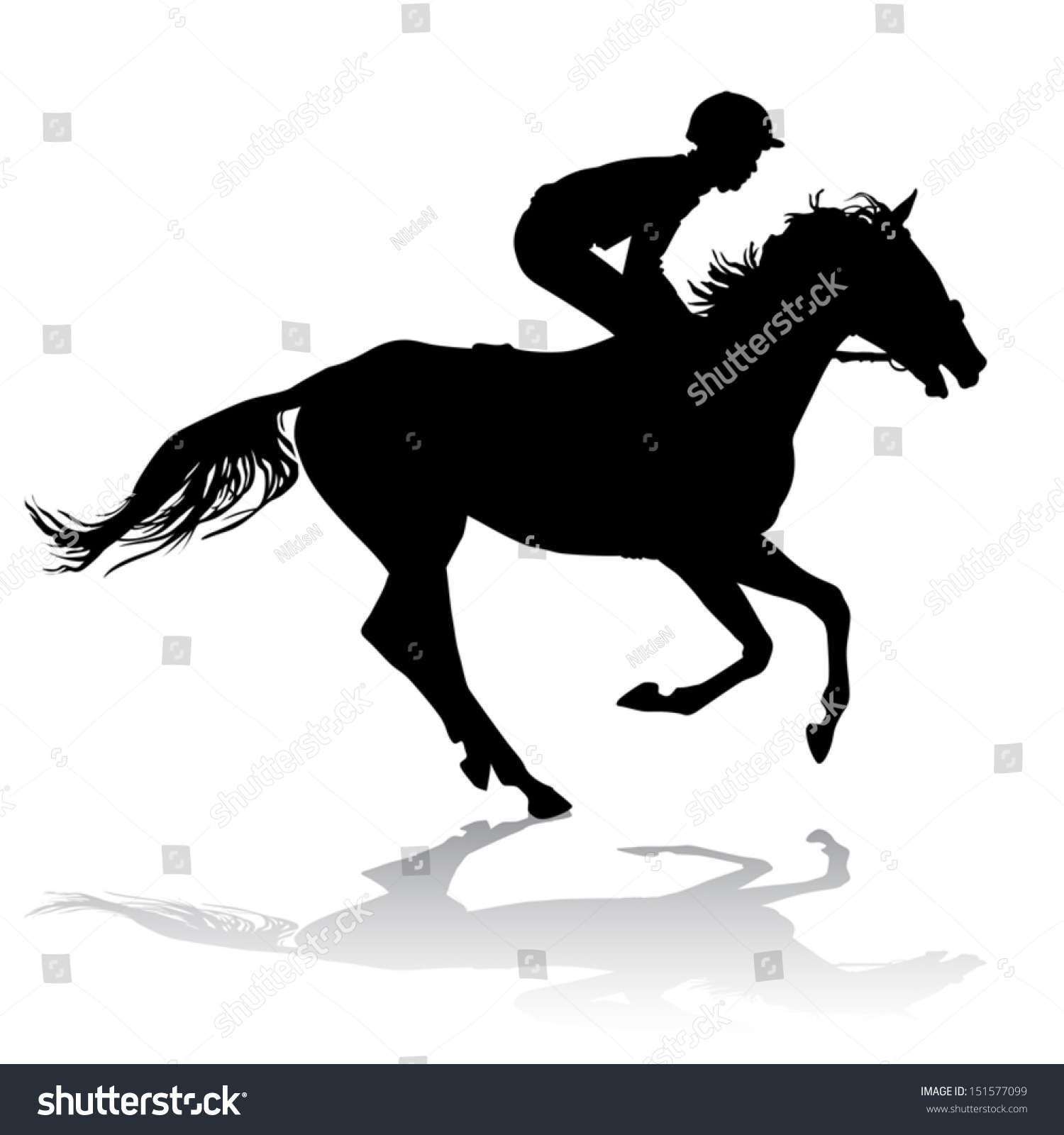 Jockey Riding On Horseback Horse Racing Stock Vector 151577099 ...