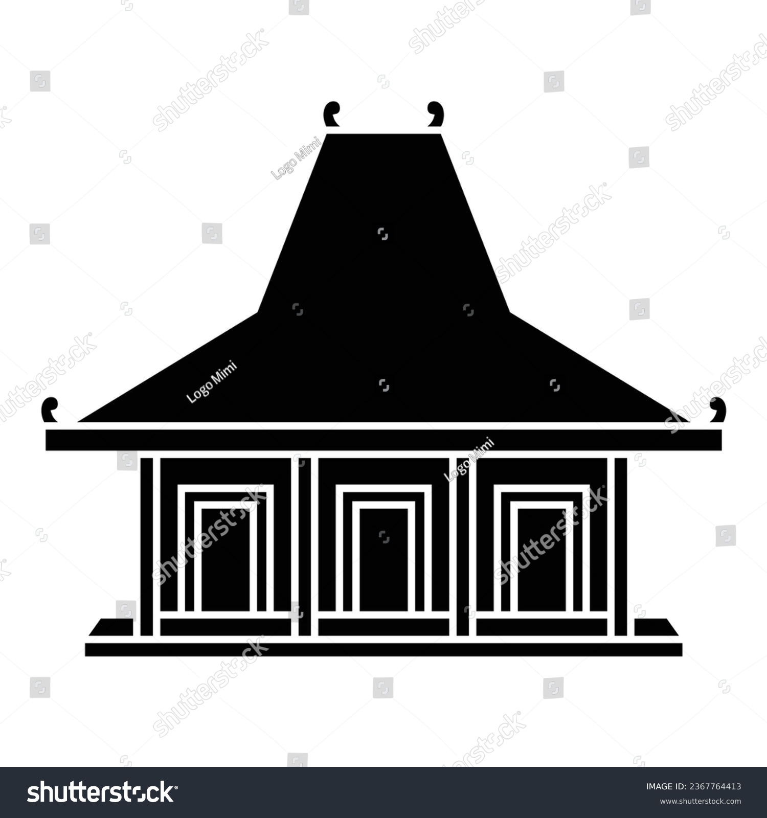 SVG of Joglo or rumah tradisional jawa, javanese traditional house, classic java indonesia home model. rumah adat joglo black silhouette svg