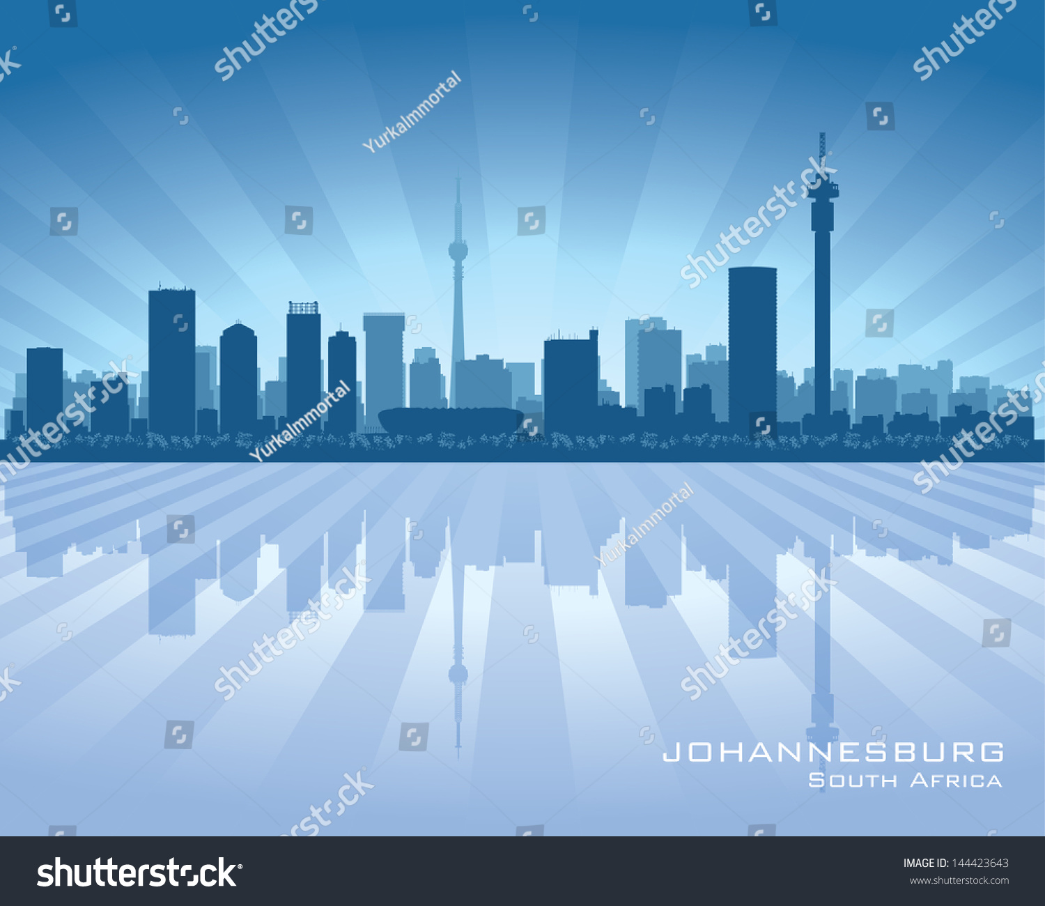 Johannesburg South Africa City Skyline Silhouette Stock Vector (Royalty ...