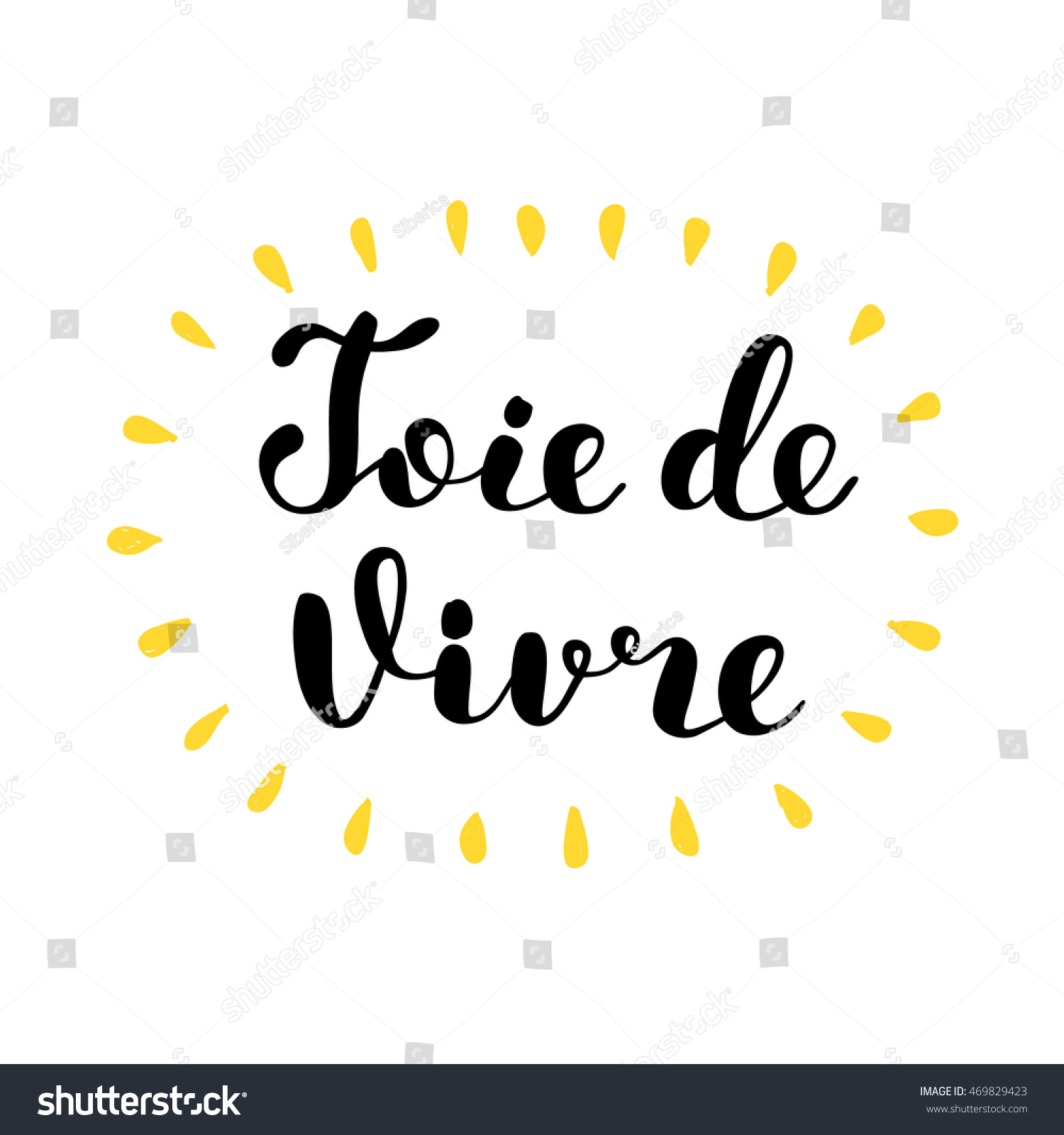 Joy of life in French Brush hand lettering Inspiring quote