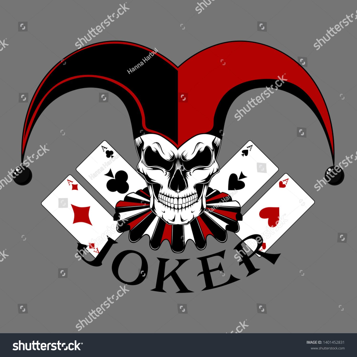 Joker Skull Cards Vector Image On Stock Vector (Royalty Free) 1401452831