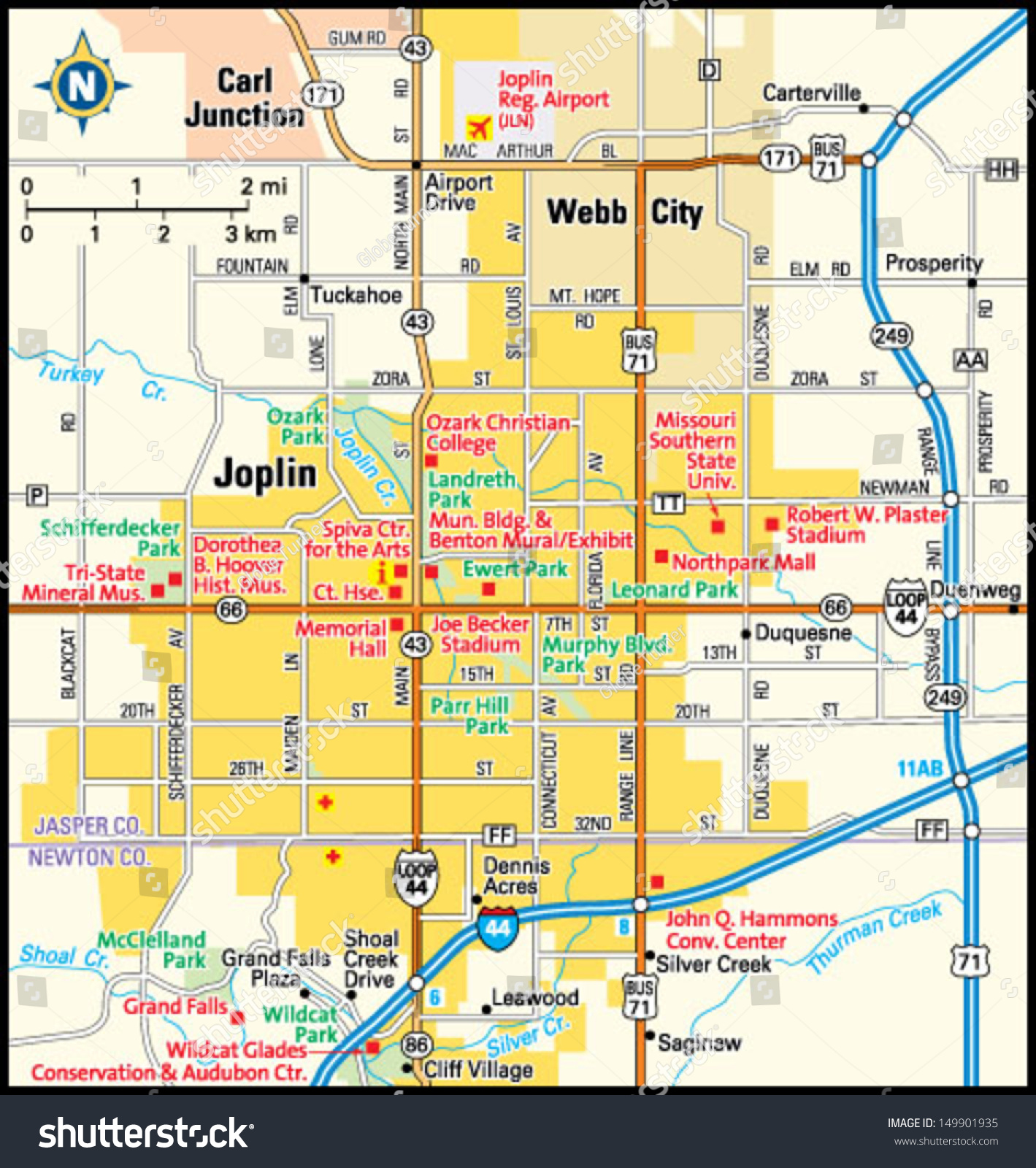 Joplin Mo City Limits Map Joplin Missouri Area Map Stock Vector (Royalty Free) 149901935 |  Shutterstock