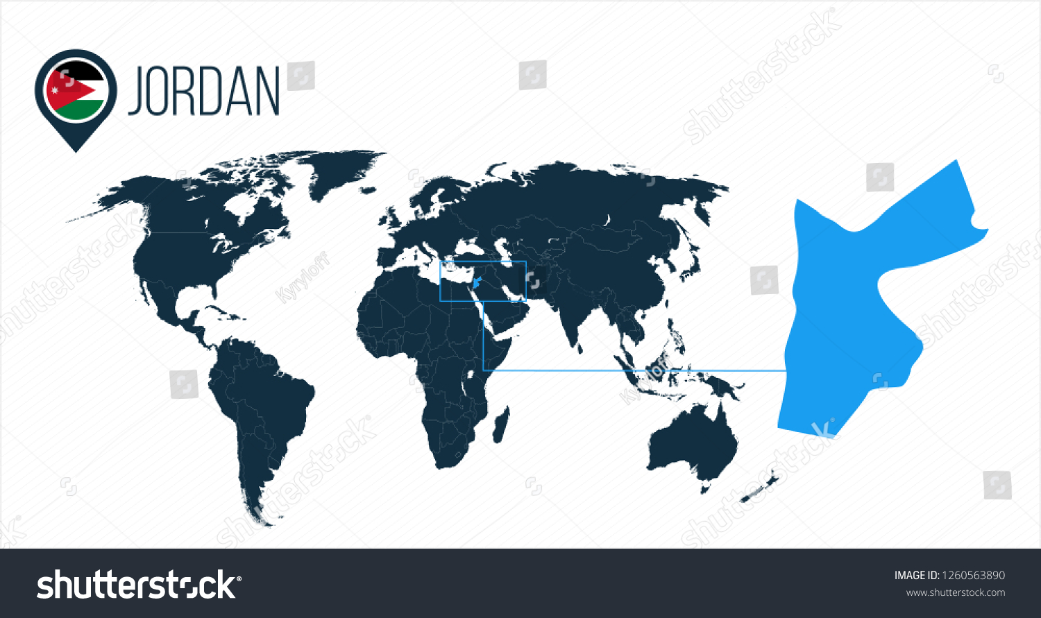 Jordan Location On World Map Infographics Stok Vekt R Telifsiz 1260563890   Stock Vector Jordan Location On The World Map For Infographics All World Countries Without Names Jordan Round 1260563890 