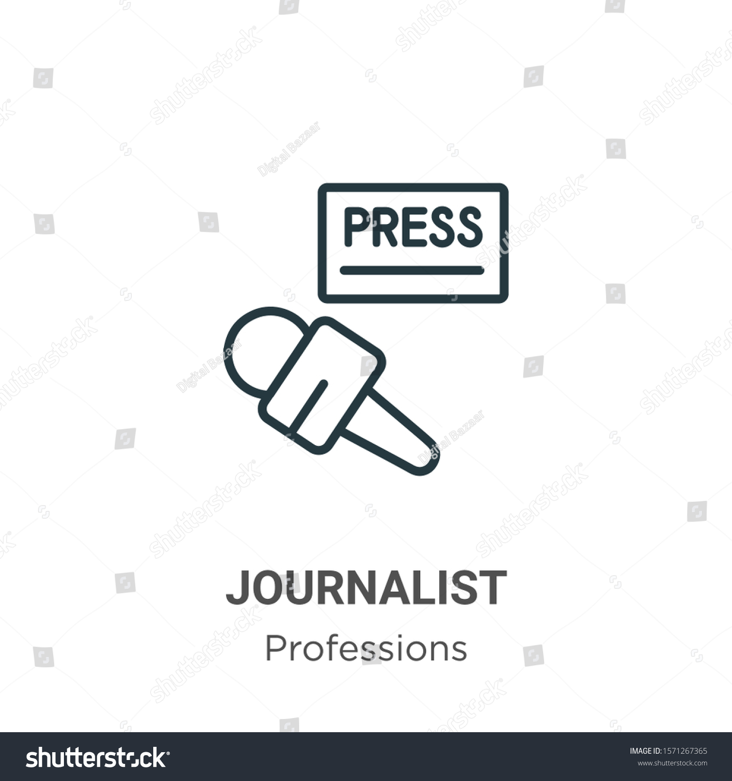 Journalist Outline Vector Icon Thin Line Stock Vector (Royalty Free ...