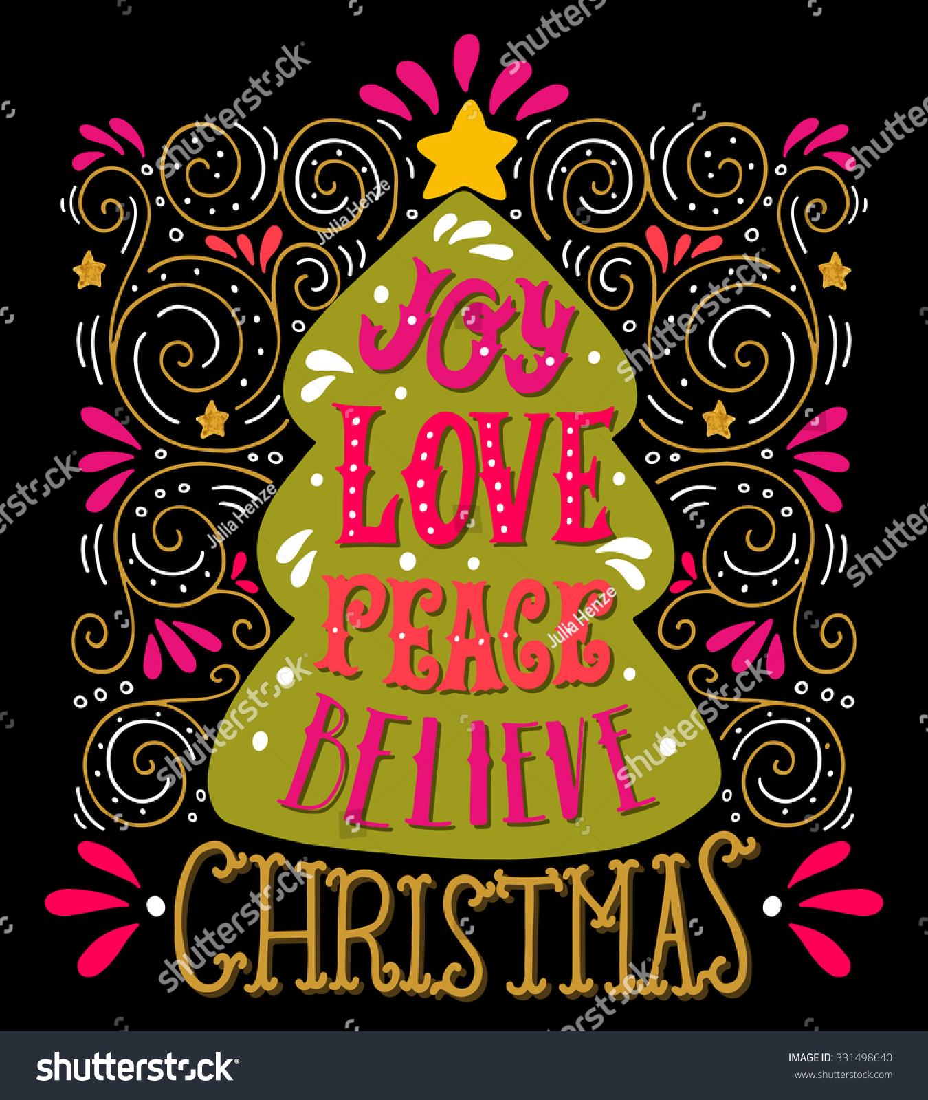 Joy Love Peace Believe Quote Merry Stock Vector 331498640 Shutterstock 1094