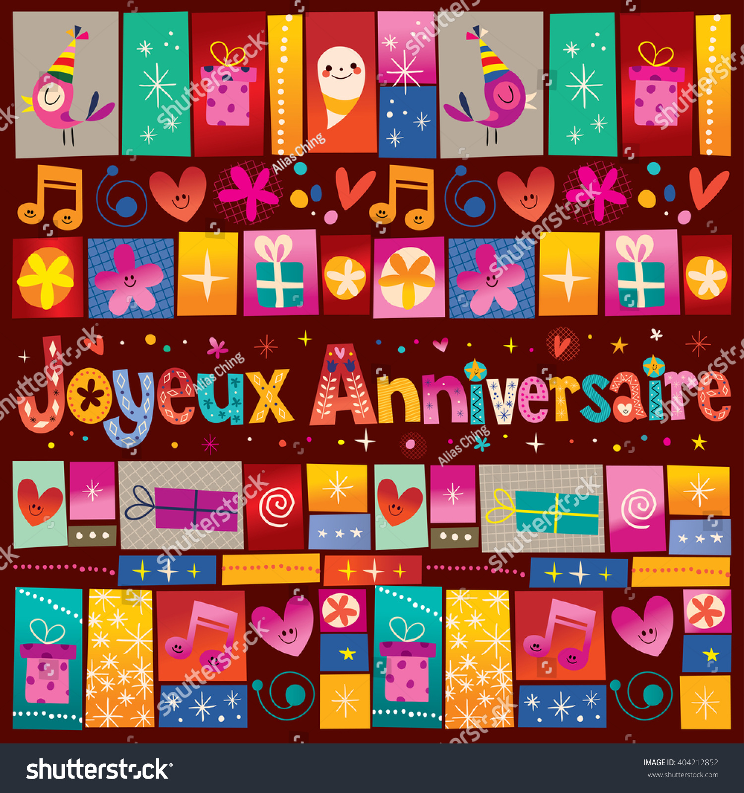 Joyeux Anniversaire Happy Birthday French Stock Vector Royalty Free