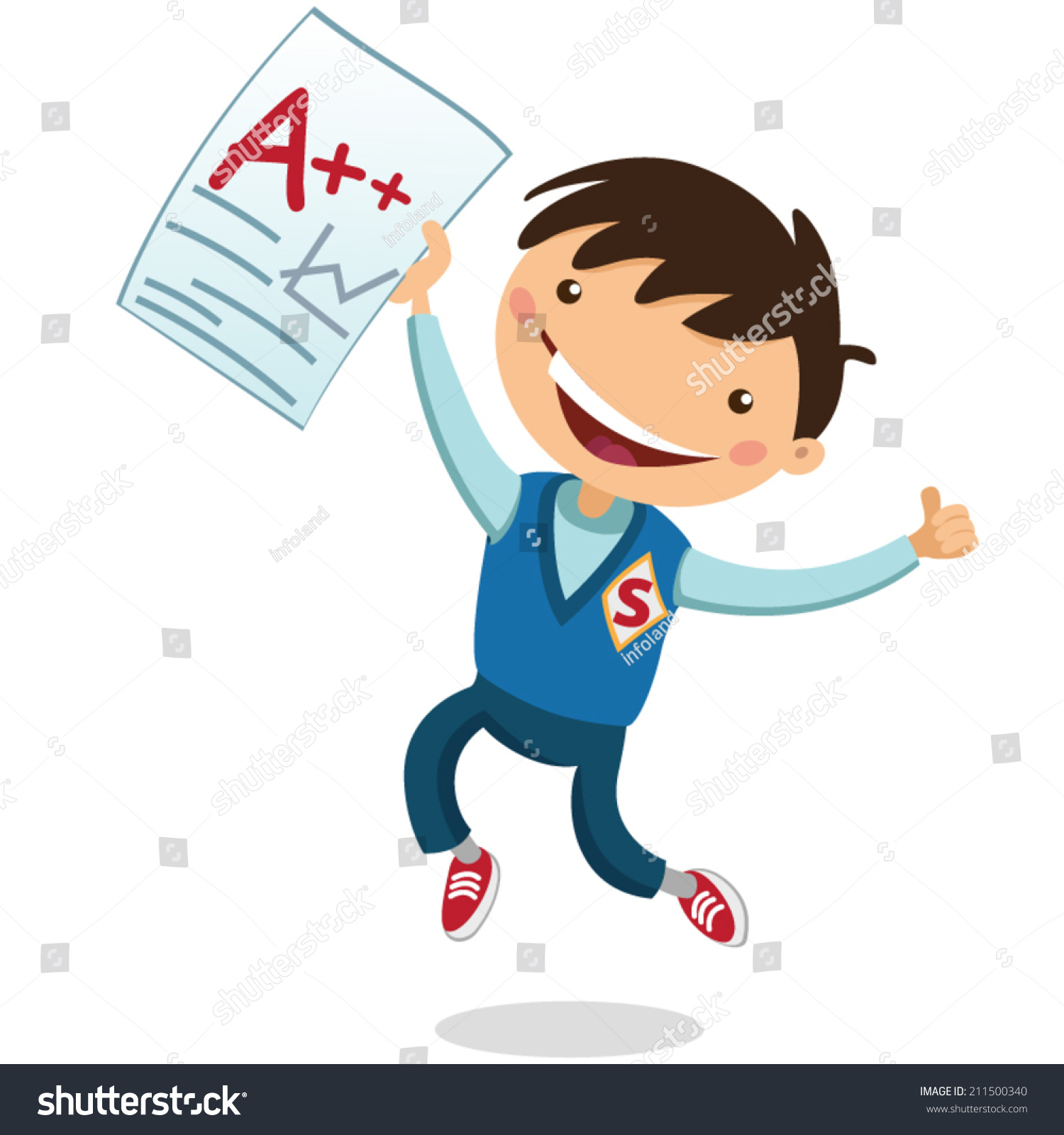 Joyful Boy Received Good Mark Stock Vector Royalty Free 211500340