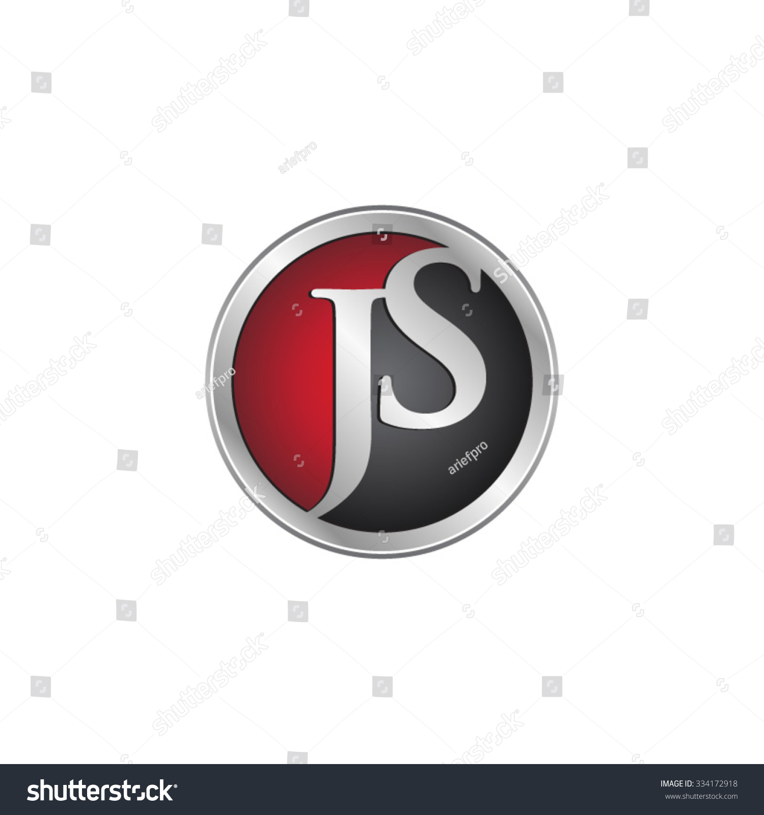 Js Initial Circle Logo Red Stock Vector Royalty Free 334172918