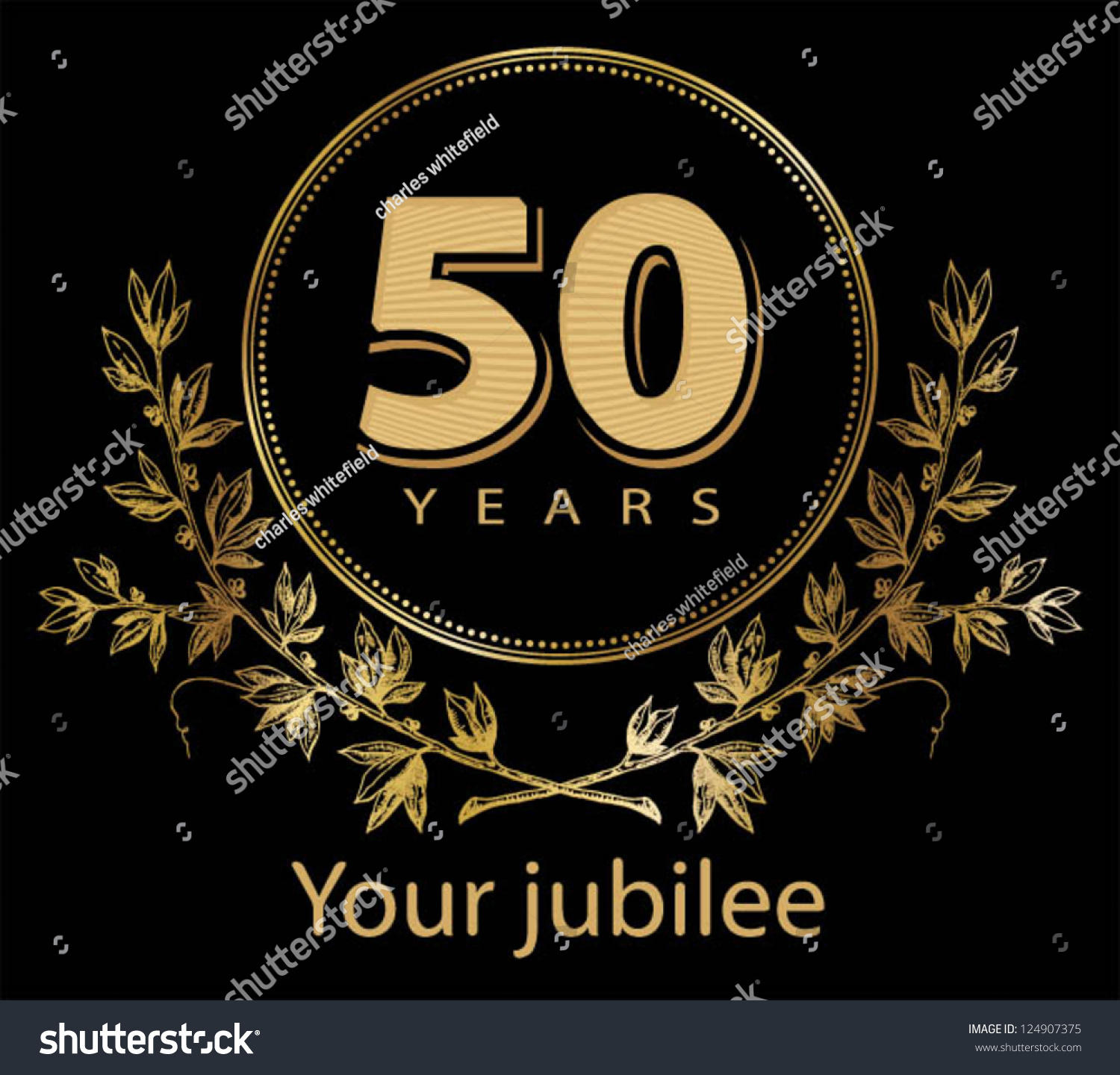 Jubilee, Golden Laurel Wreath 50 Years Stock Vector Illustration ...