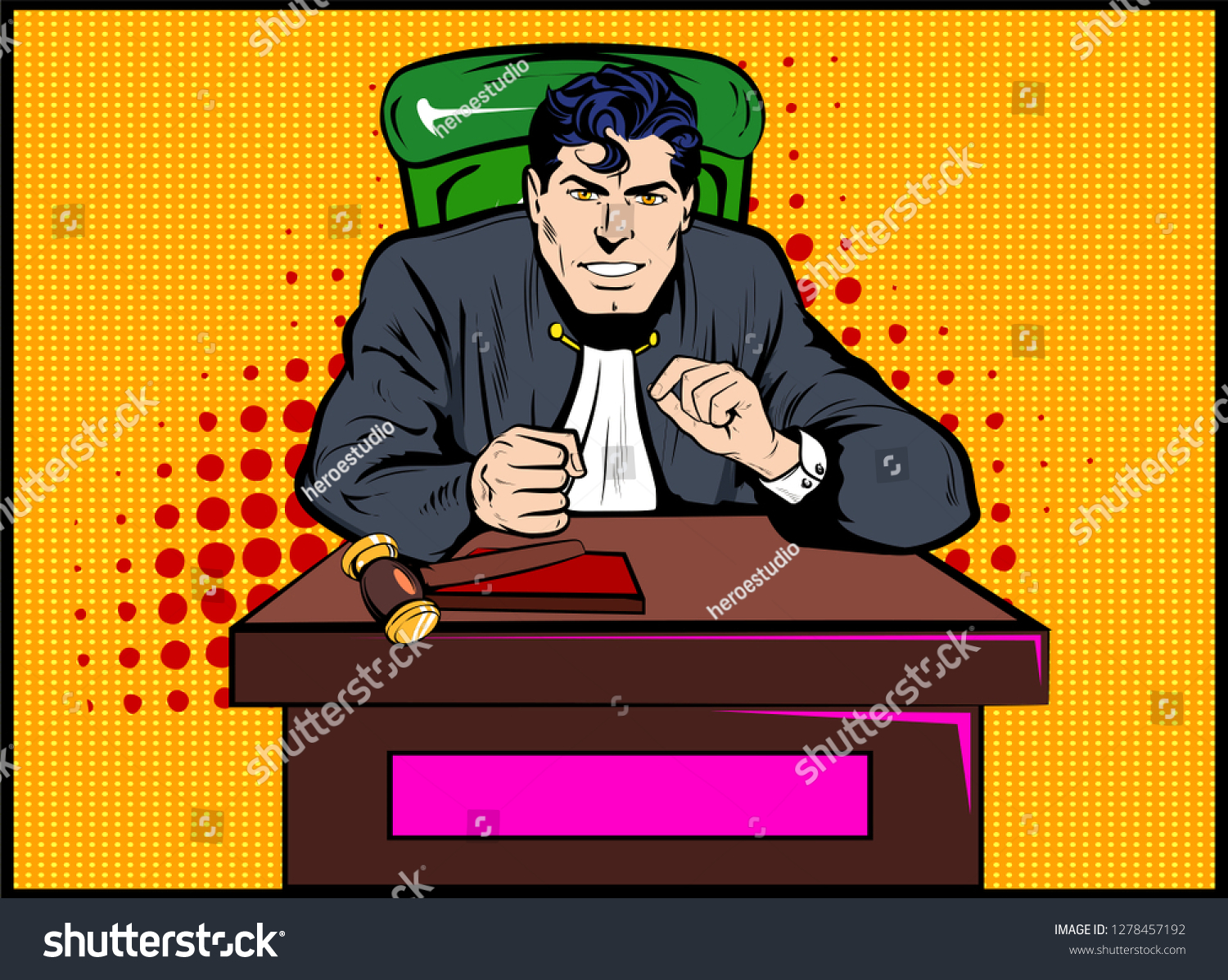 Judge Courtroom Clenched Fist On Desk Stock Vector (Royalty Free ...