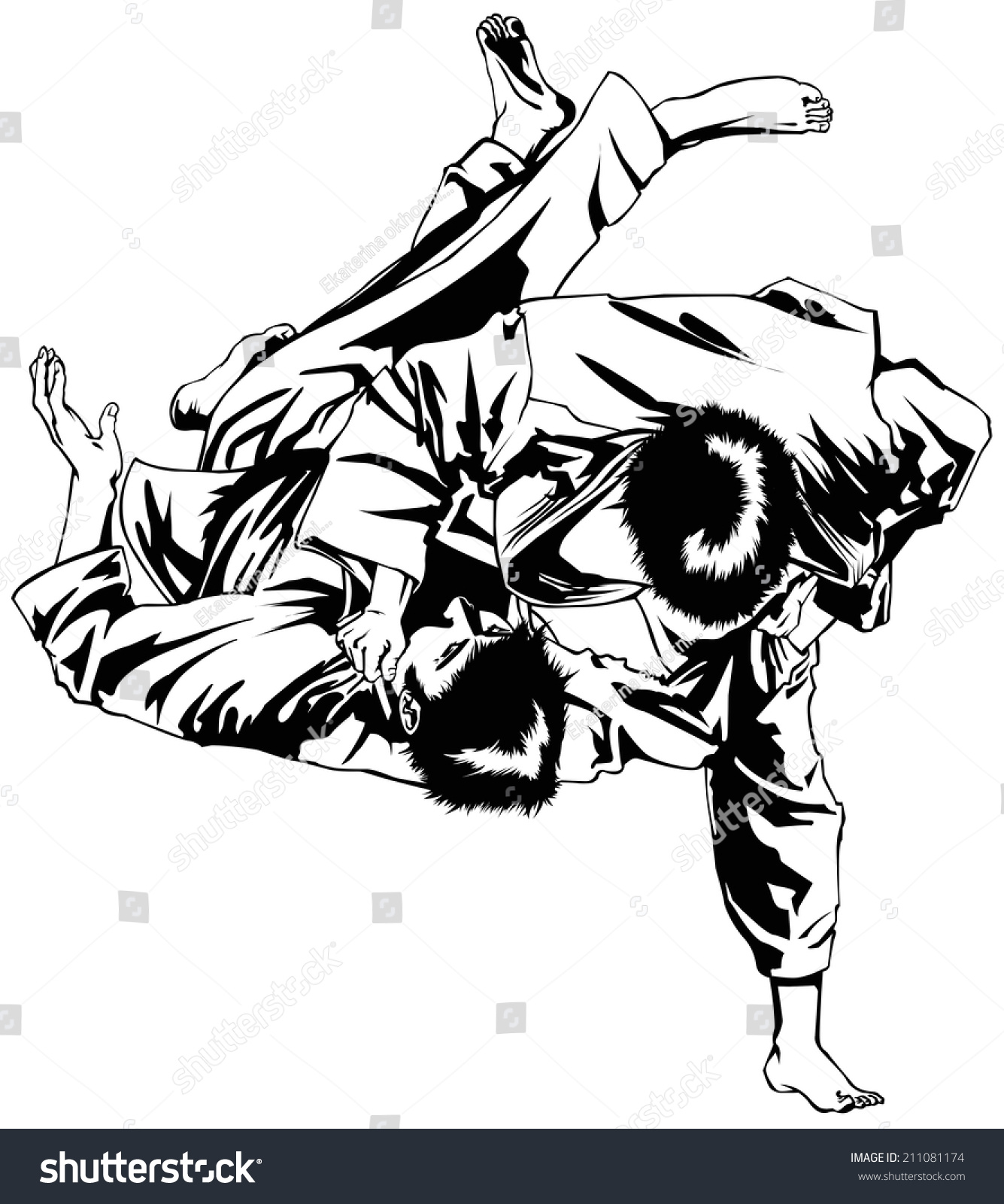 Judo Fight Stock Vector 211081174 - Shutterstock