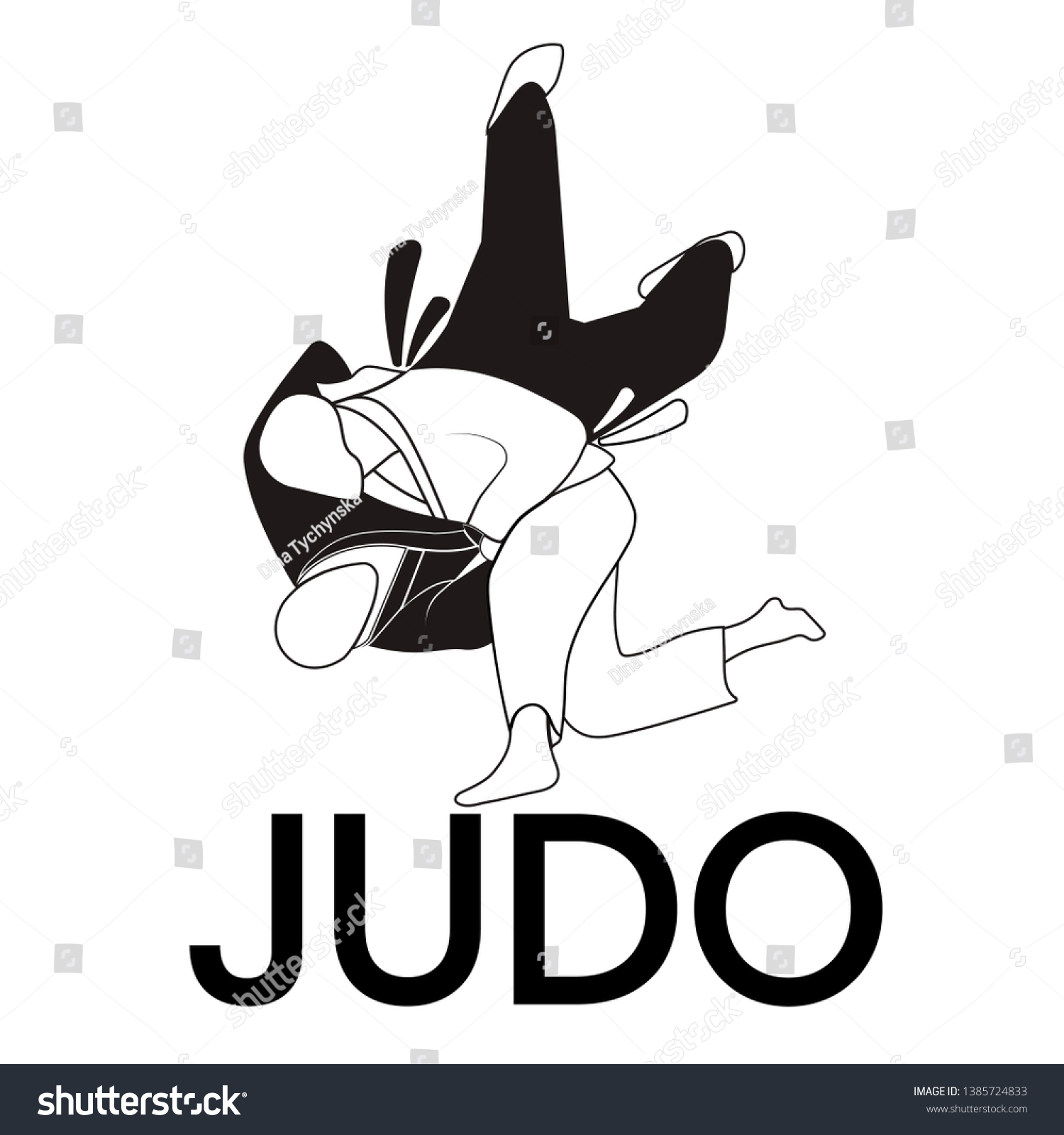 Judo Vector Illustration Simple Logo Judo Stock Vector Royalty Free 1385724833