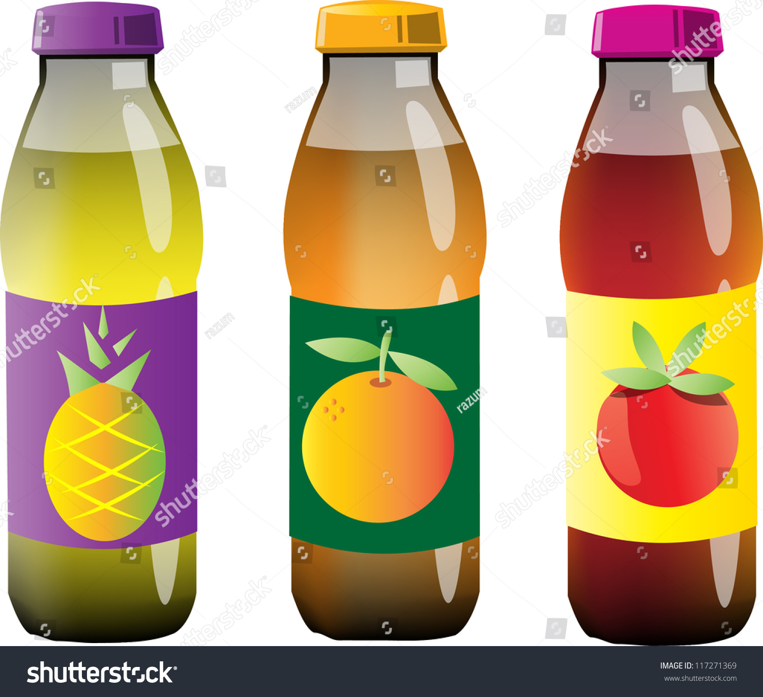 Juice Bottles Stock Vector 117271369 - Shutterstock