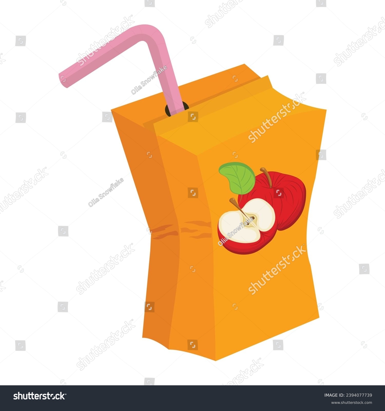 SVG of Juice box made of crumpled paper with a straw. The concept of caring for the environment, recycling waste. Vector illustration in cartoon style isolated on white background. svg