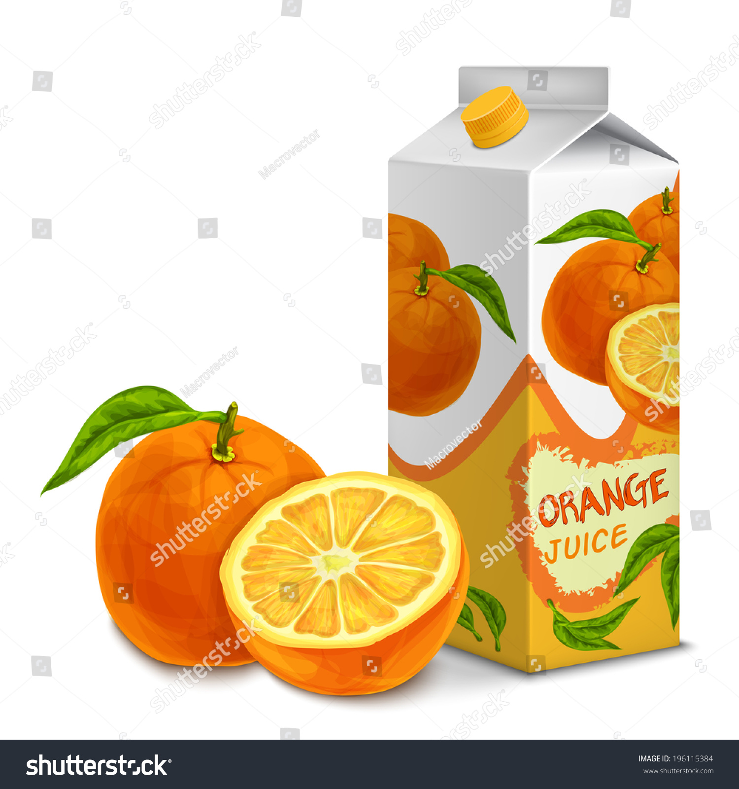 SVG of Juice carton cardboard box pack 3d with cut sweet orange isolated vector illustration svg