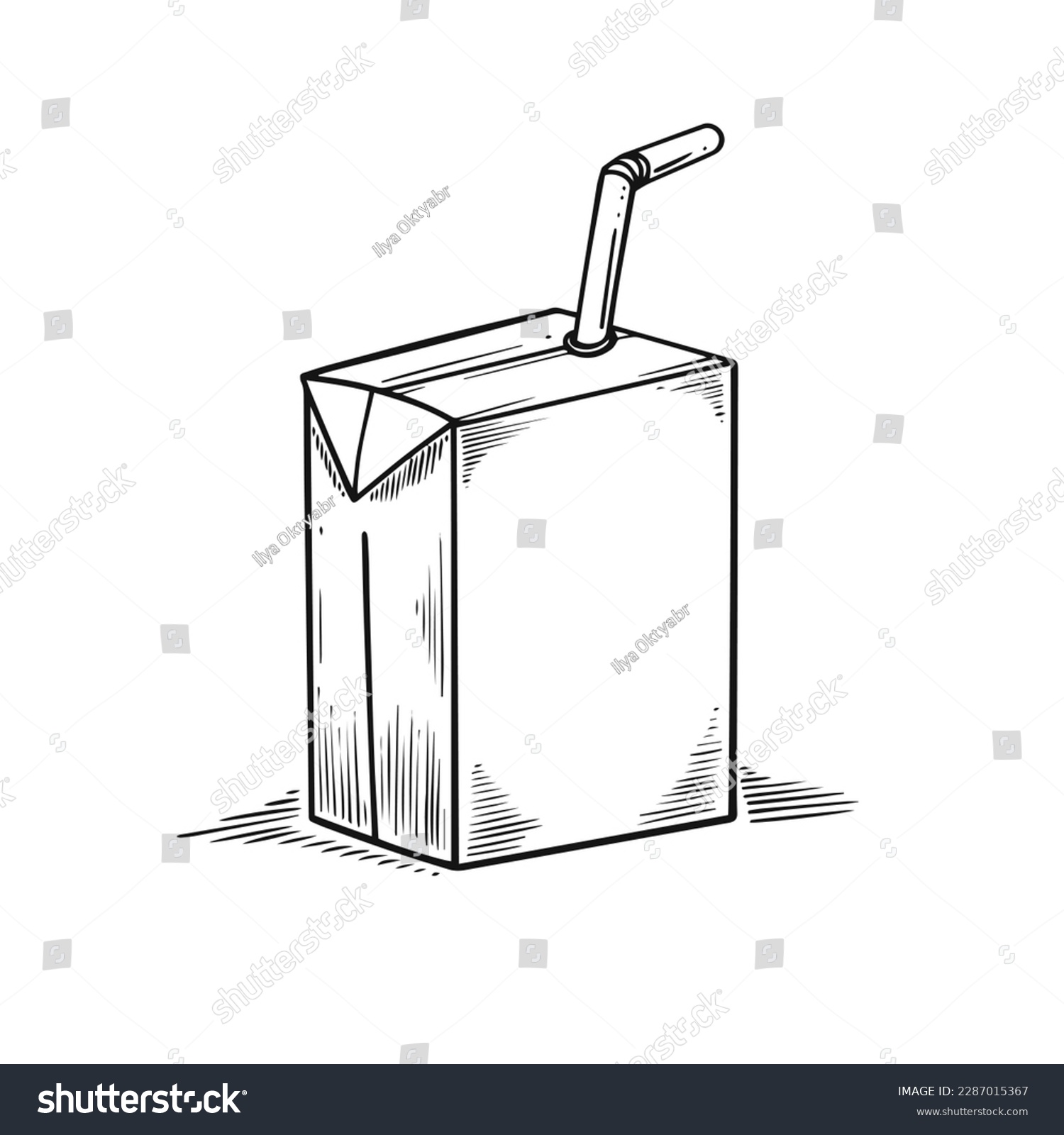 SVG of Juice or milk package box line art sketch style vector illustration isolated on white background. svg