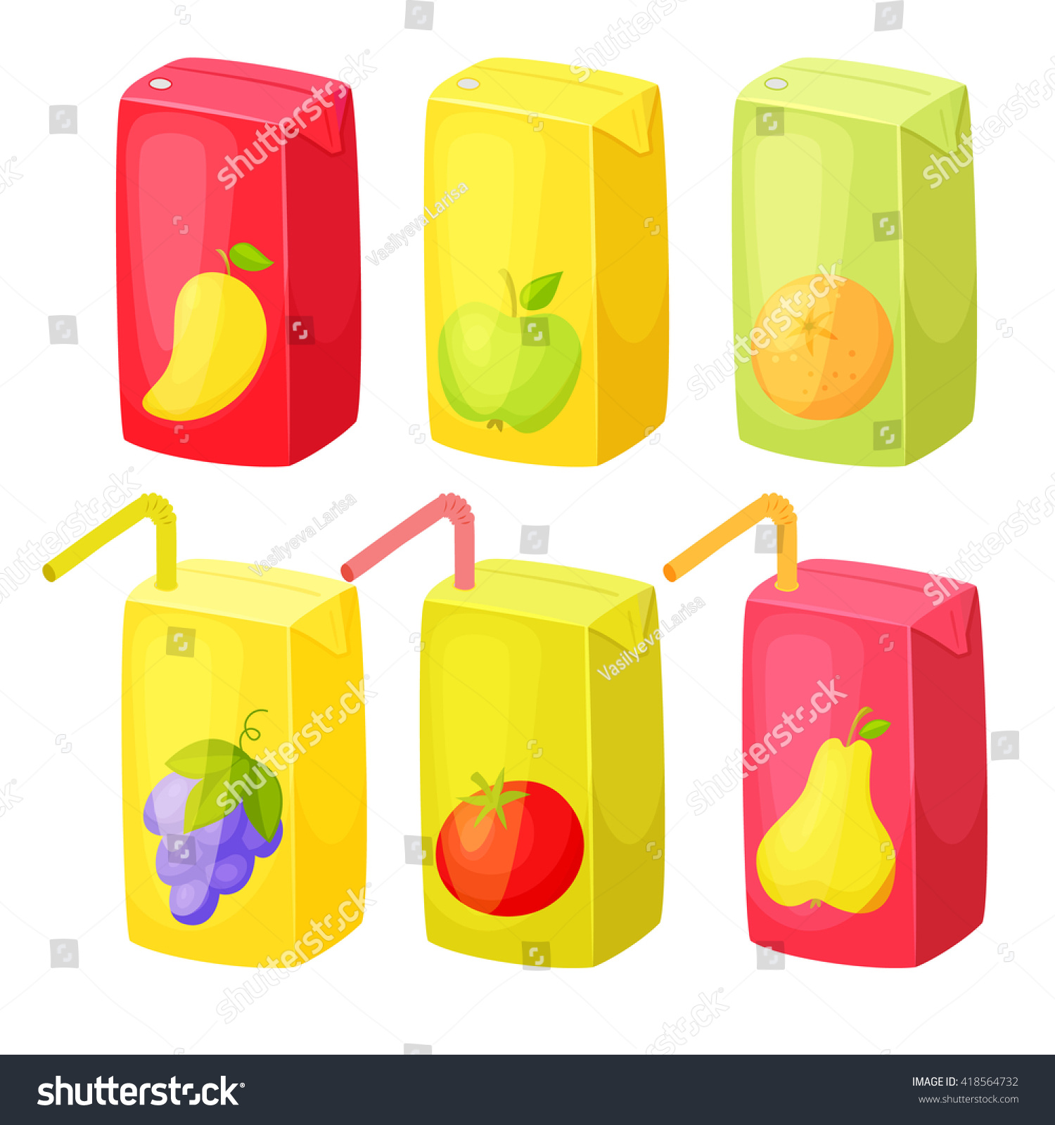 SVG of Juice package set. Healthy fruit snack in pack.  svg