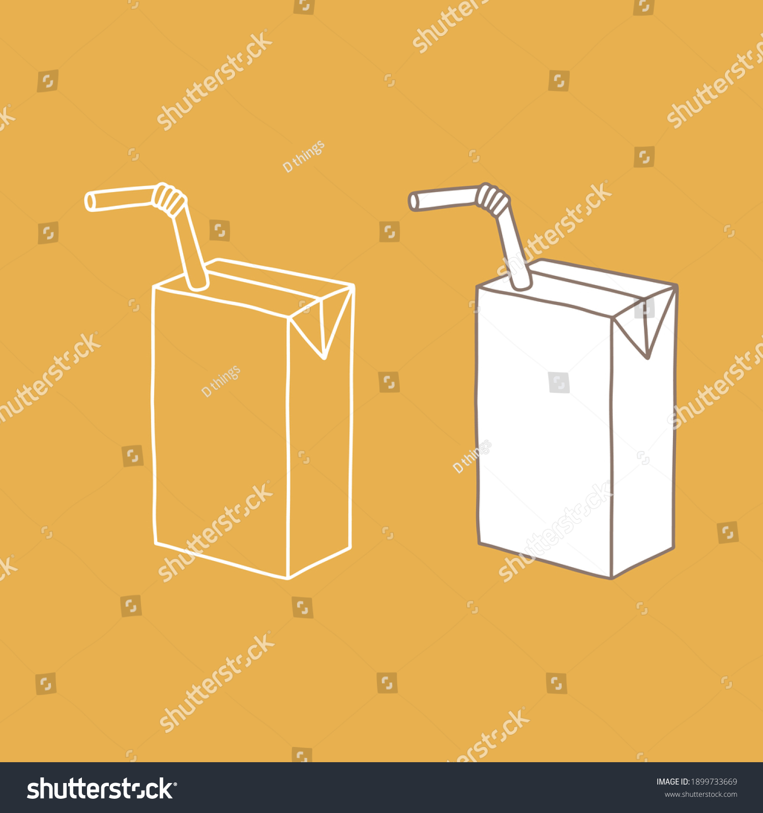 SVG of Juice packet with straw mockup. Linear, vector realistic. Outline stock illustration. svg