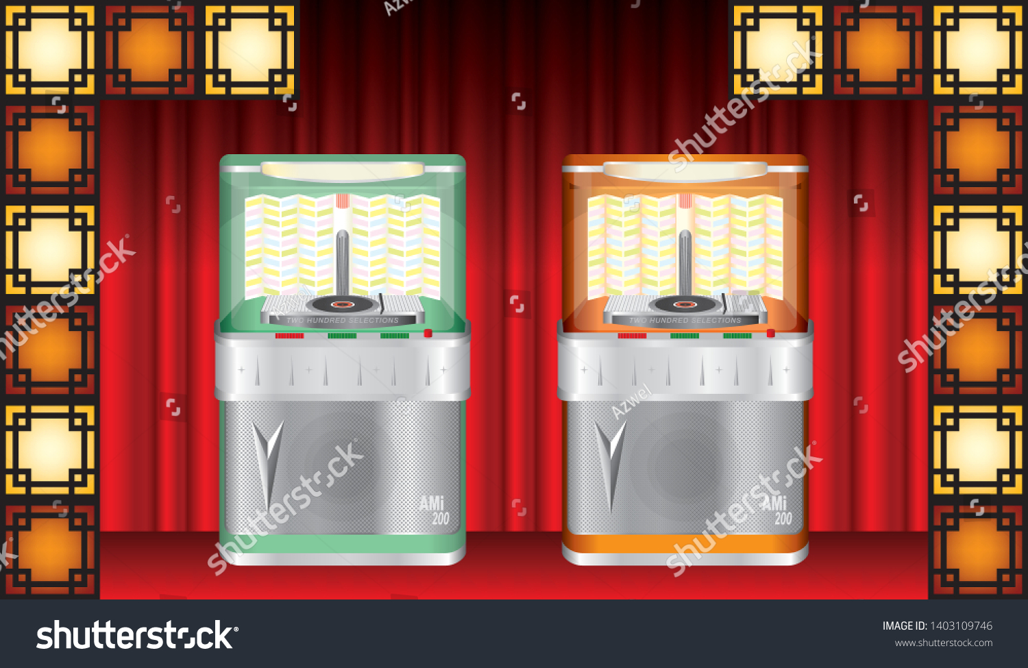 Jukebox Ami 200 Automated Classic Musicplaying Stock Vector Royalty Free 1403109746