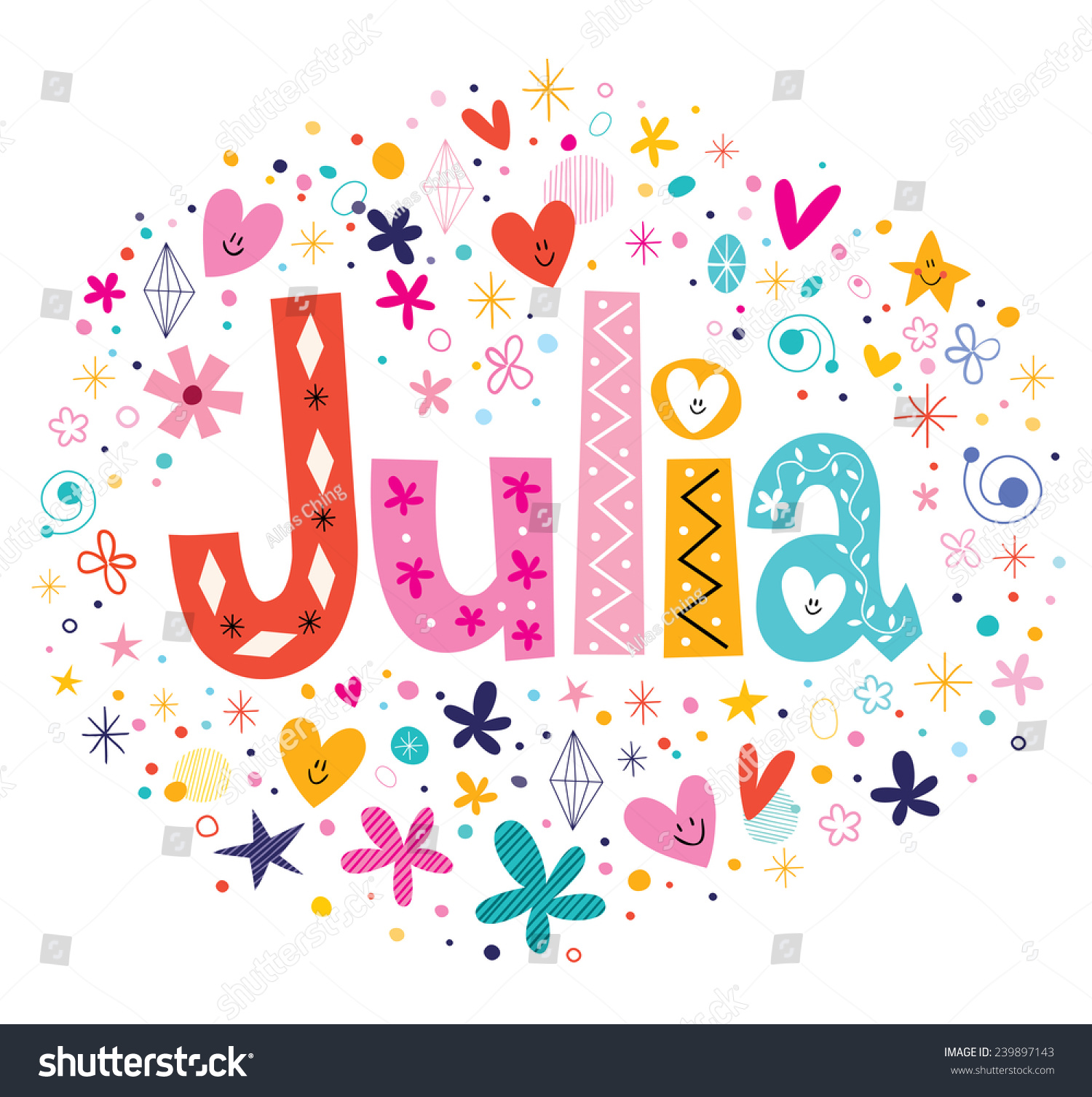Julia Female Name Decorative Lettering Type Stock Vector 239897143 ...