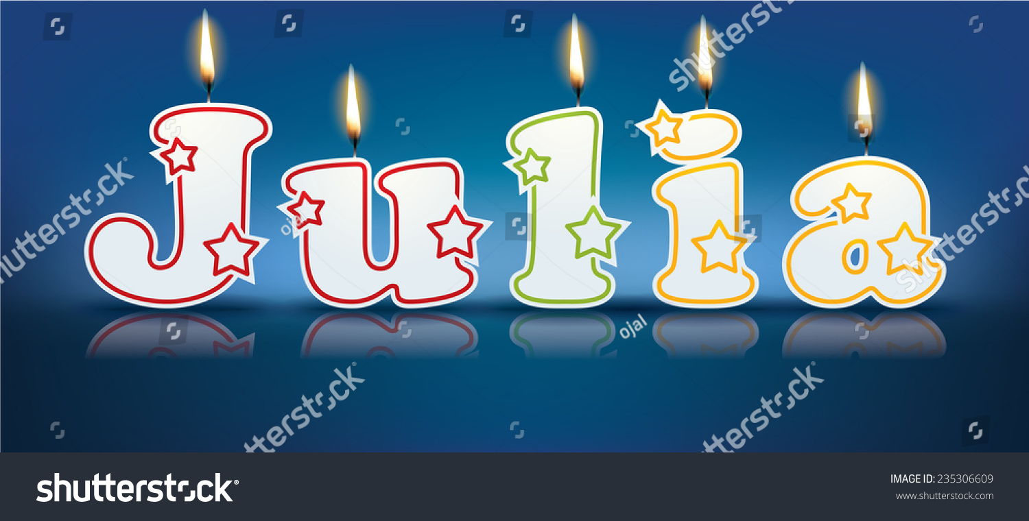 SVG of JULIA written with burning candles - vector illustration svg