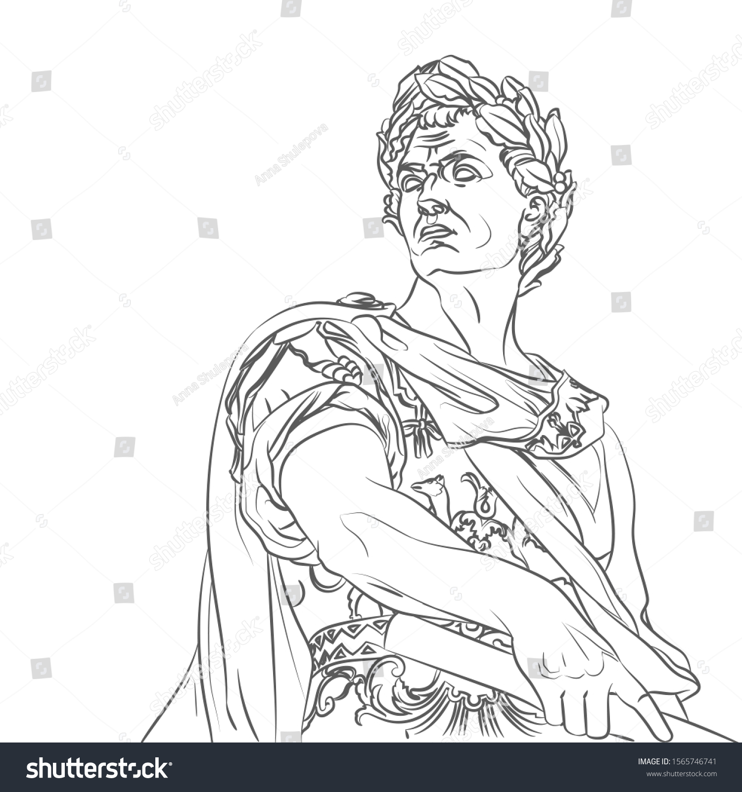 Julius Caesar Line Drawing Vector Illustration: เวกเตอร์สต็อก (ปลอดค่า ...