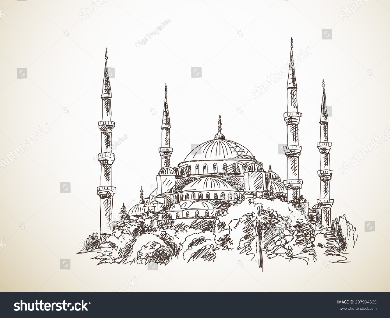 July 19 2015 Blue Mosque Istanbul Stock Vector 297994865 - Shutterstock