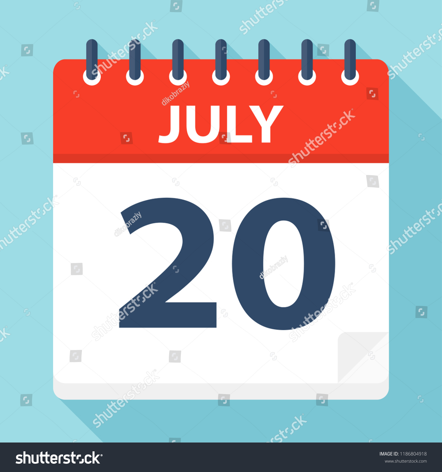 July 20 Calendar Icon Vector Illustration Stock Vector (Royalty Free ...