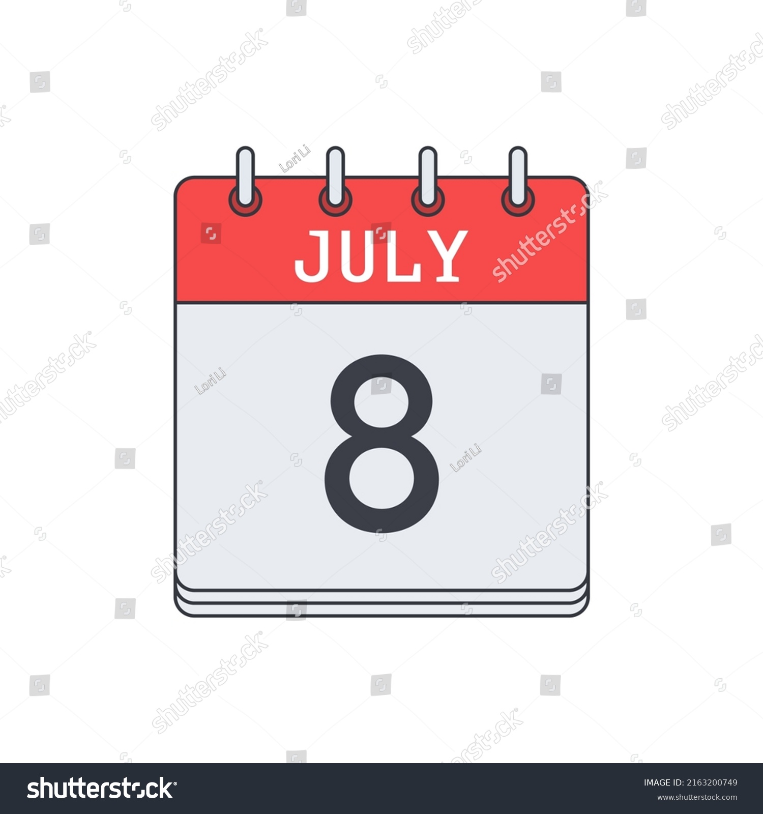 July 8 Calendar Icon Vector Illustration Stock Vector (Royalty Free ...