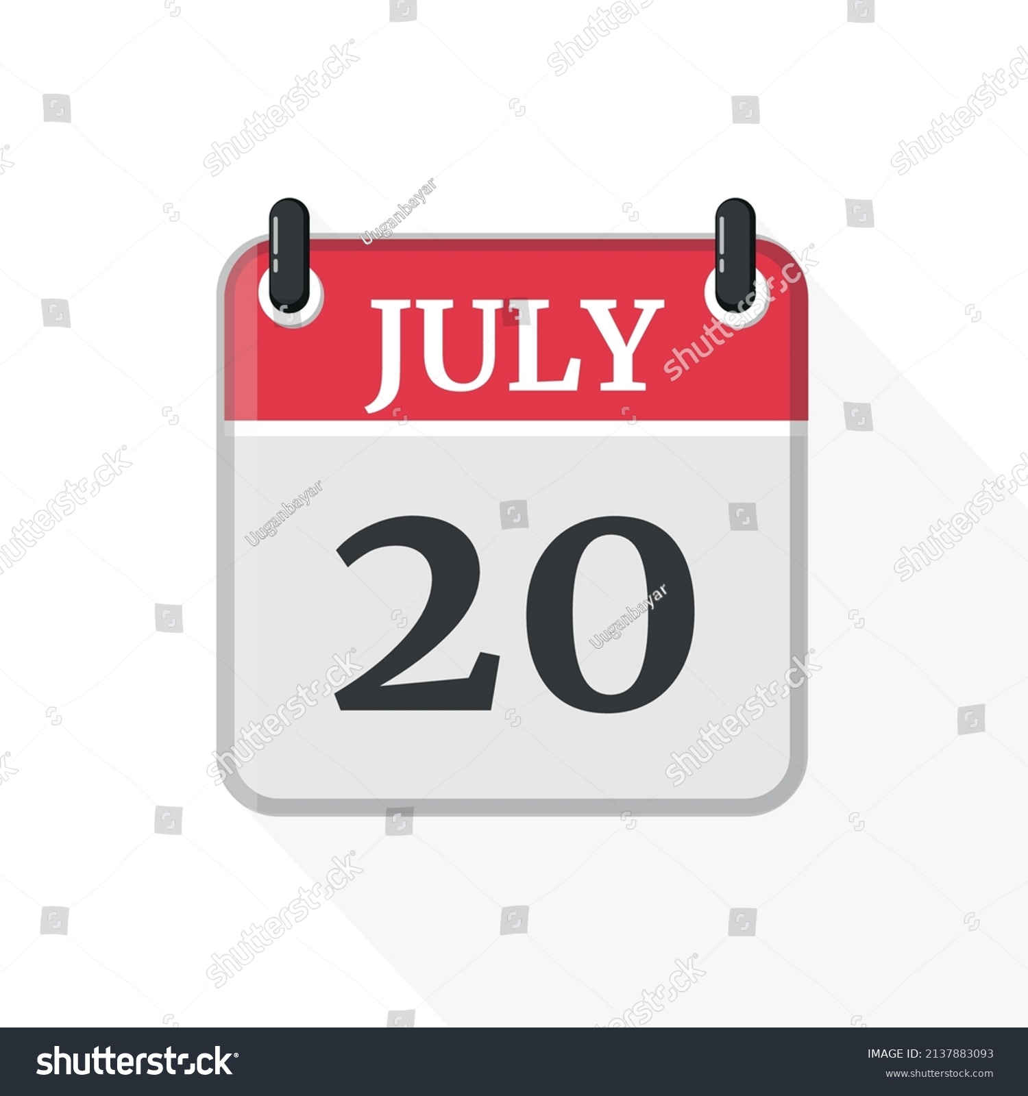 July 20 Calendar On White Background Stock Vector (Royalty Free