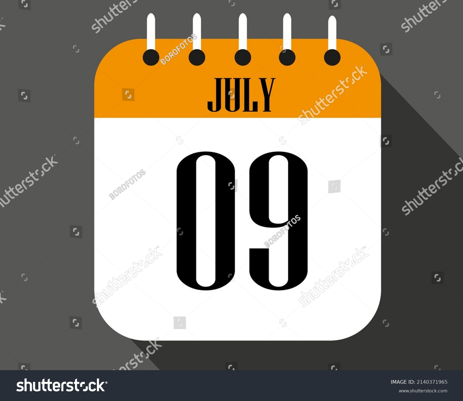 July Day 9 Calendar Number On Stock Vector (Royalty Free) 2140371965 ...