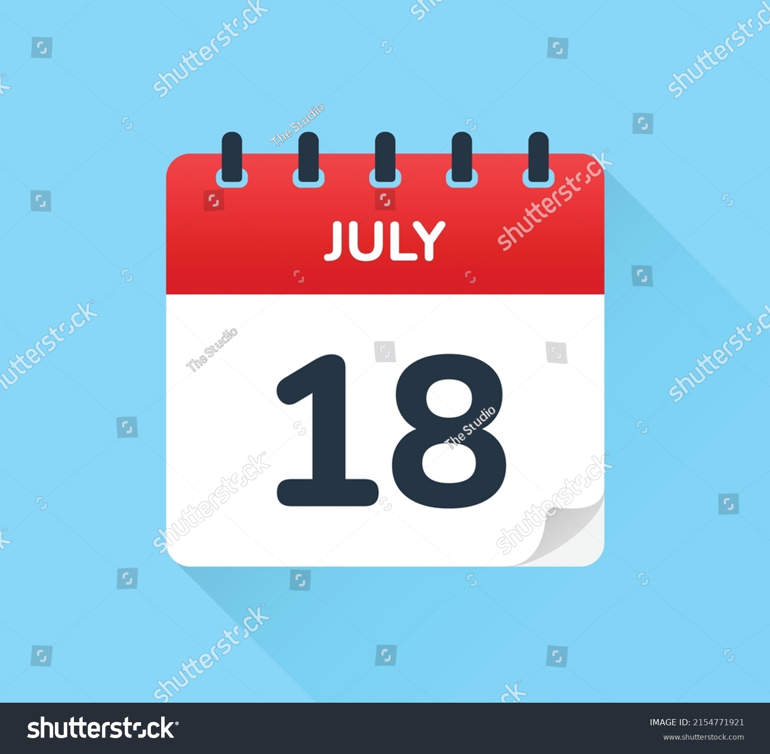 July 18 Modern Daily Calendar Icon Stock Vector (Royalty Free ...