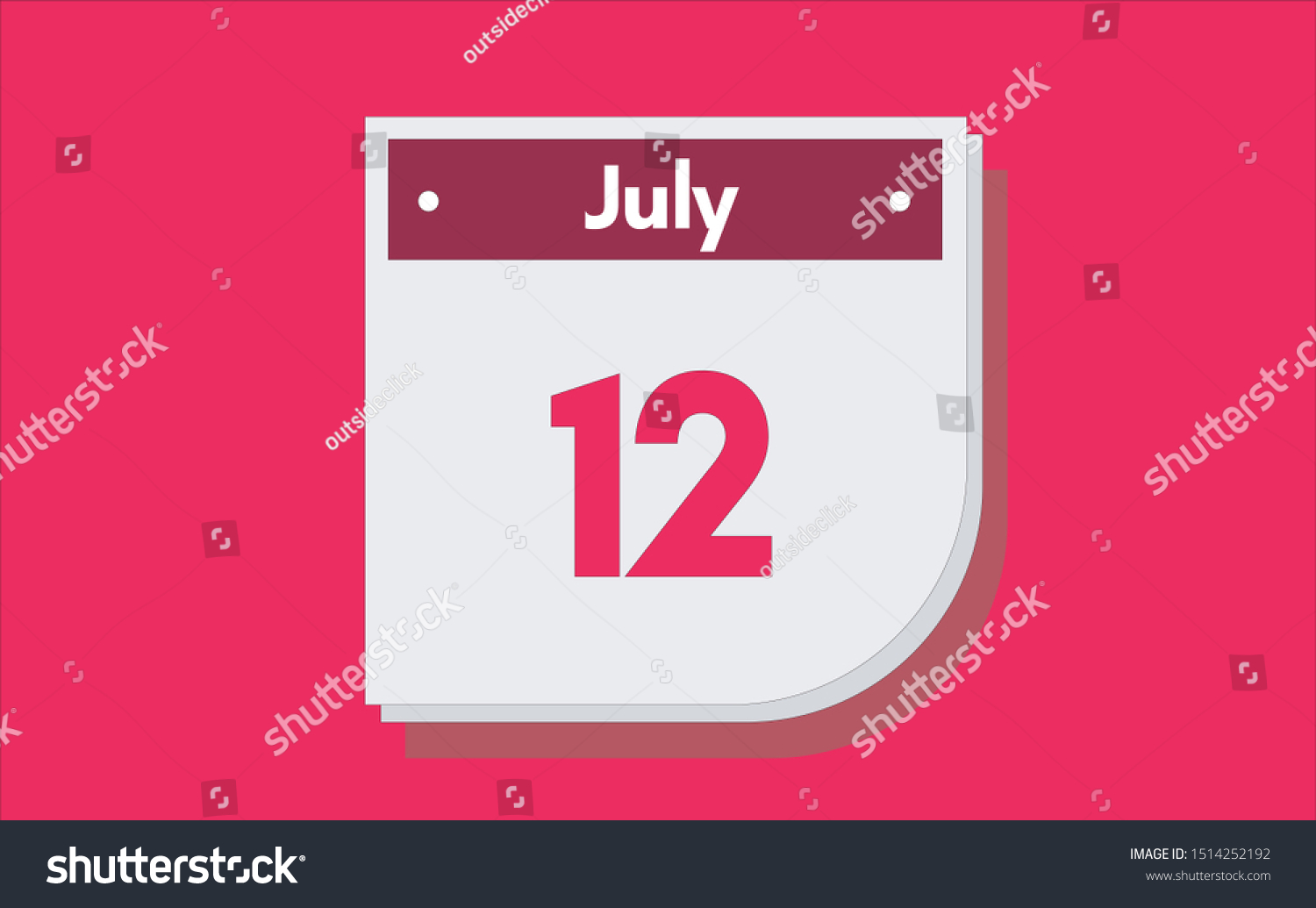 SVG of July 12th calendar icon. Day 12 of month. Vector illustration. svg
