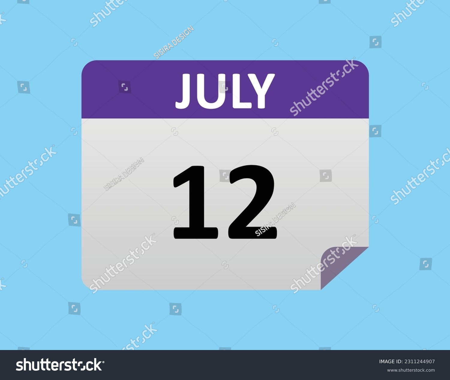 SVG of July 12th calendar icon vector. Concept of schedule. business and tasks. vector illustrator. svg