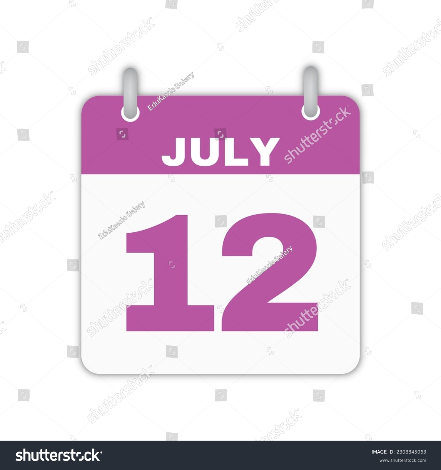 SVG of July 12th calendar leaf. July 12 calendar icon calendar page vector illustration svg