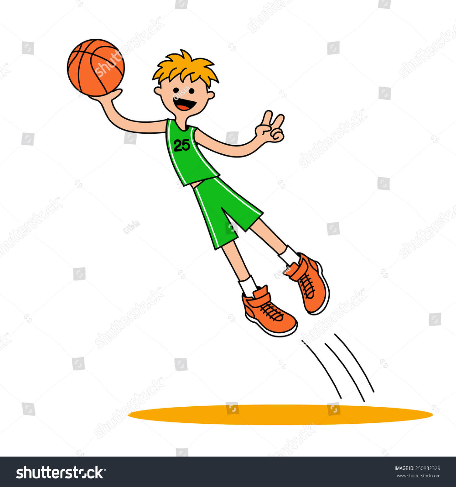 Jumping Basketball Player 1 Smiling Boy Stock Vector 250832329 ...