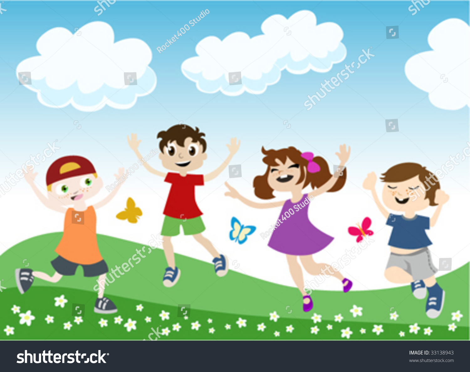 Jumping Children Illustration - 33138943 : Shutterstock