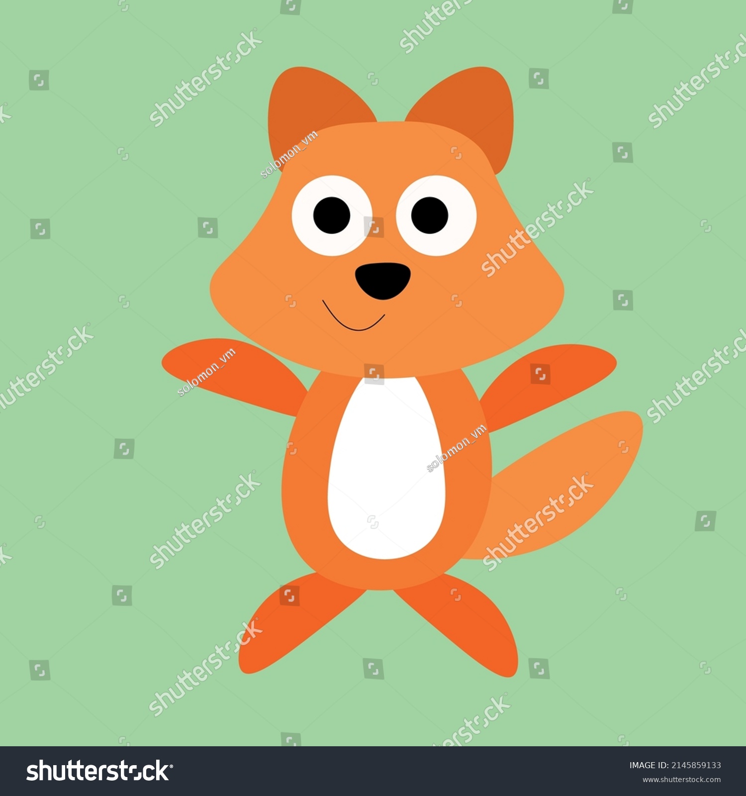 Jumping Happy Ginger Fox On Pale Stock Vector (Royalty Free) 2145859133