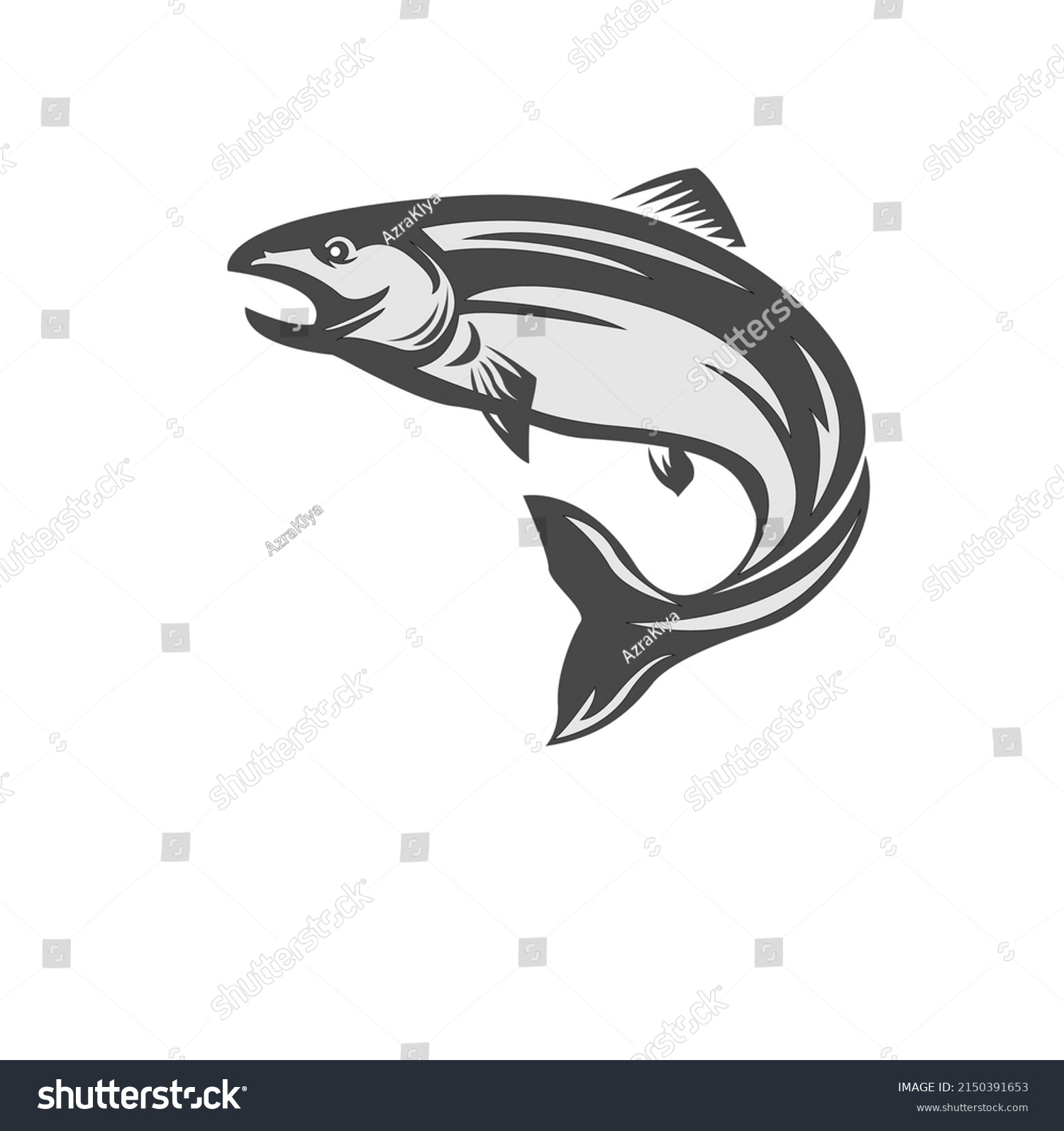 Jumping Salmon Isolated On White Background Stock Vector (royalty Free 