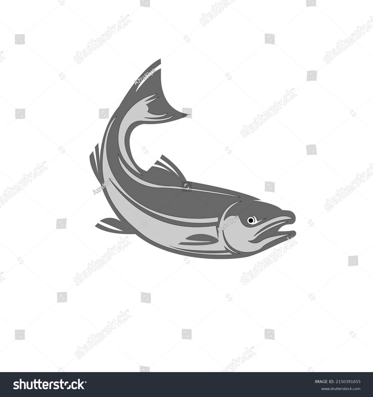 Jumping Salmon Isolated On White Background Stock Vector (Royalty Free ...