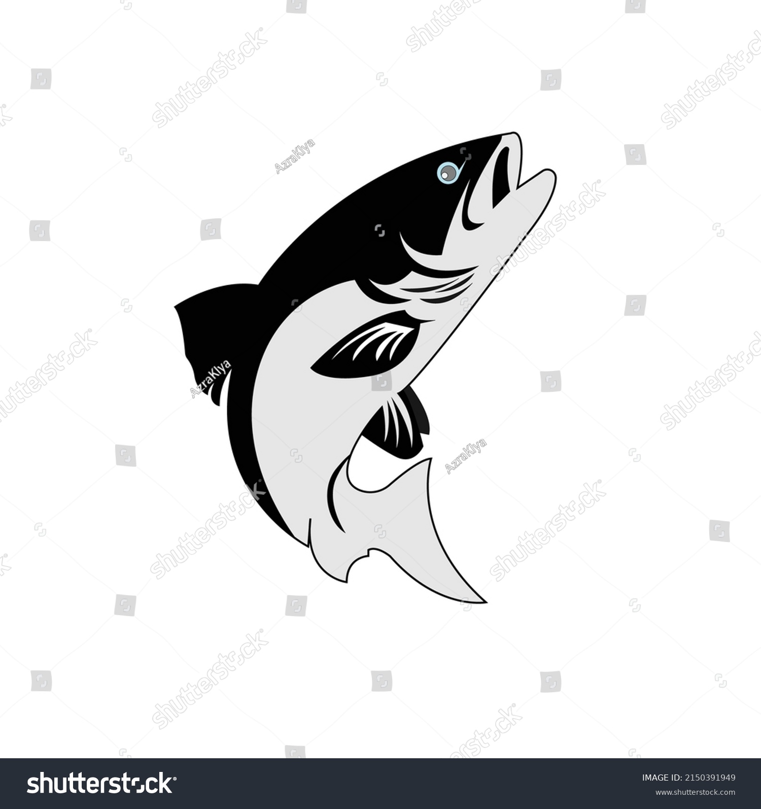 Jumping Salmon Isolated On White Background Stock Vector (Royalty Free ...