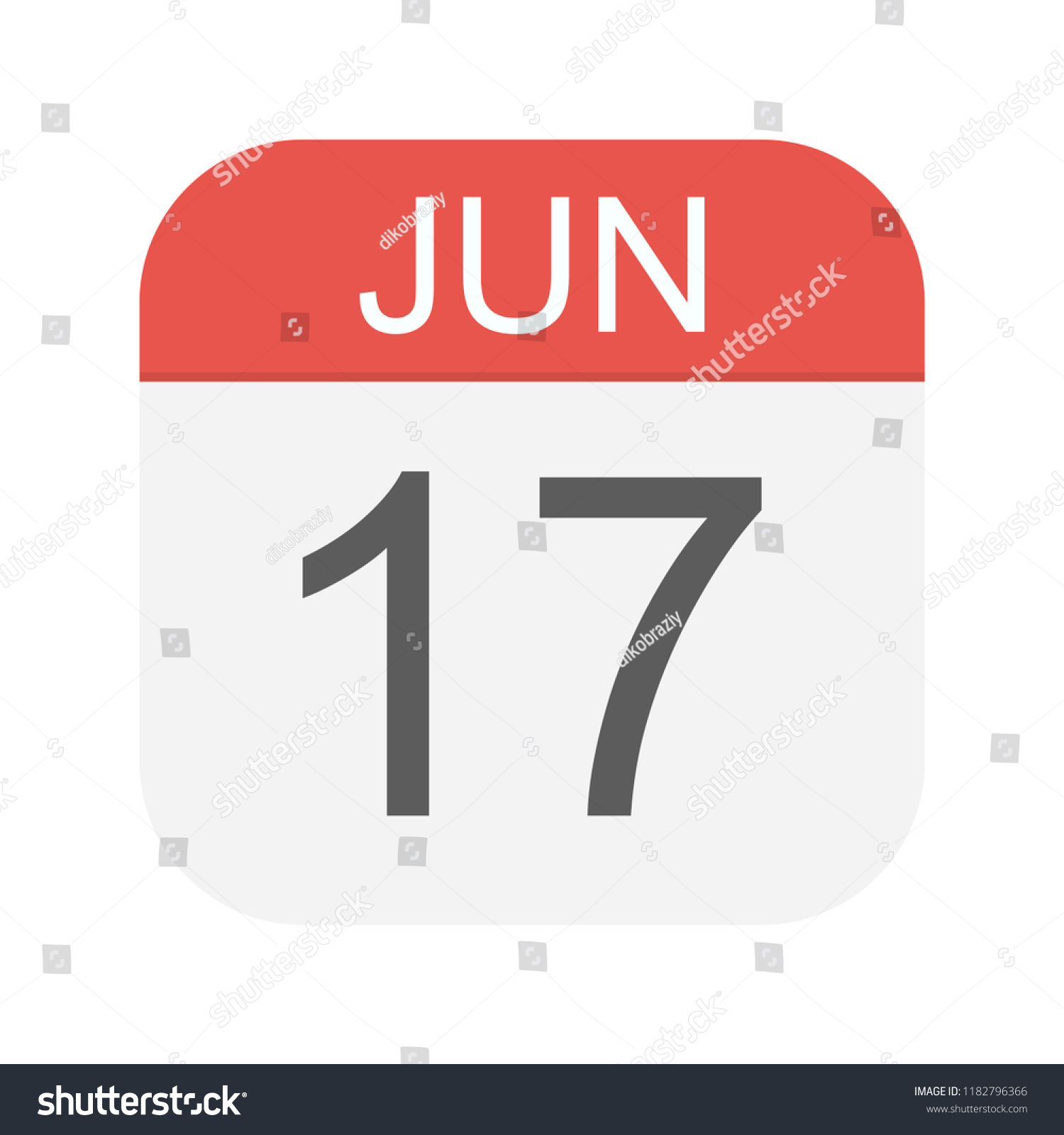 June 17 Calendar Icon Vector Illustration Stock Vector (Royalty Free ...