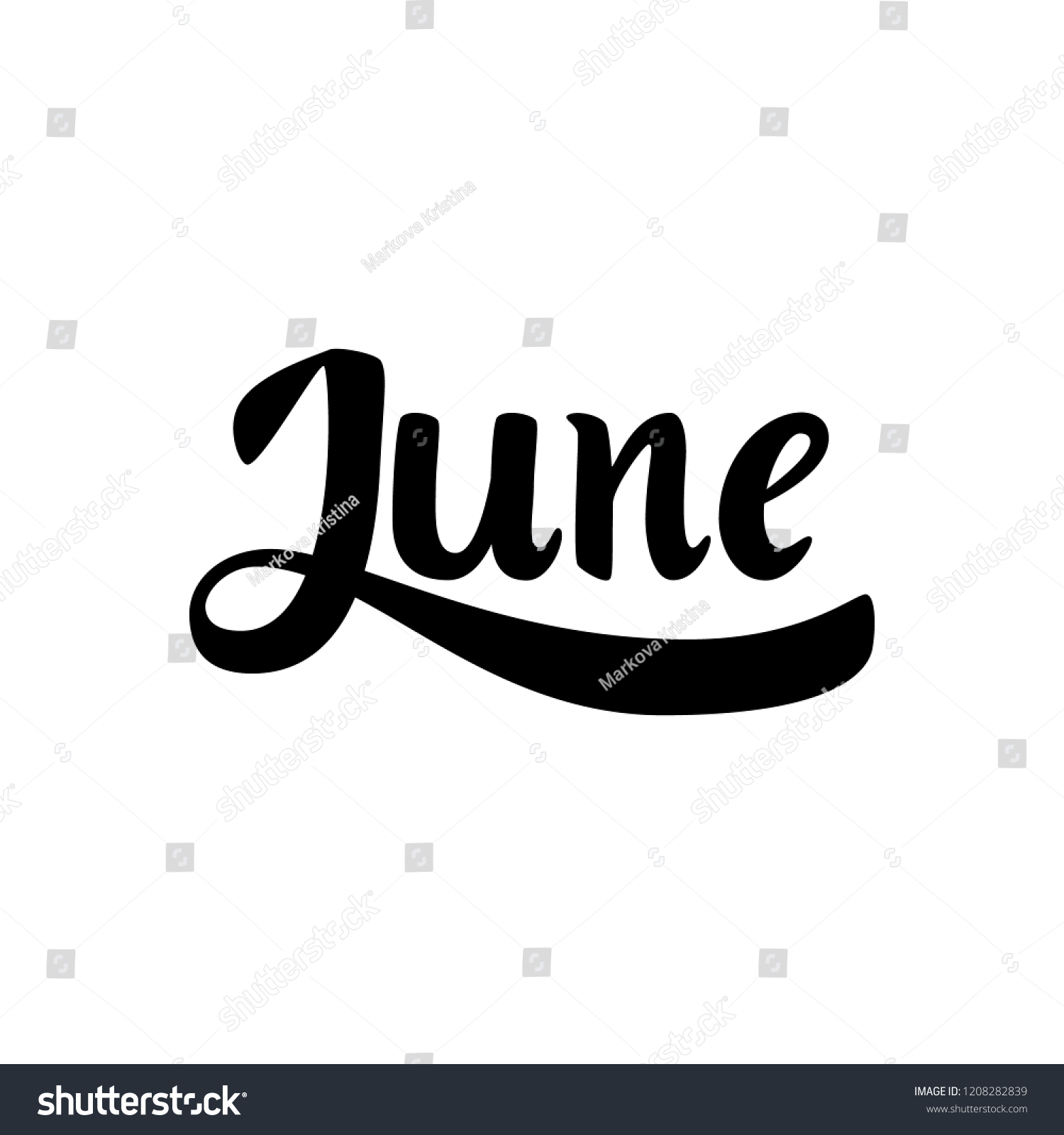 June Name Month Handwritten Lettering Text Stock Vector Royalty Free 19